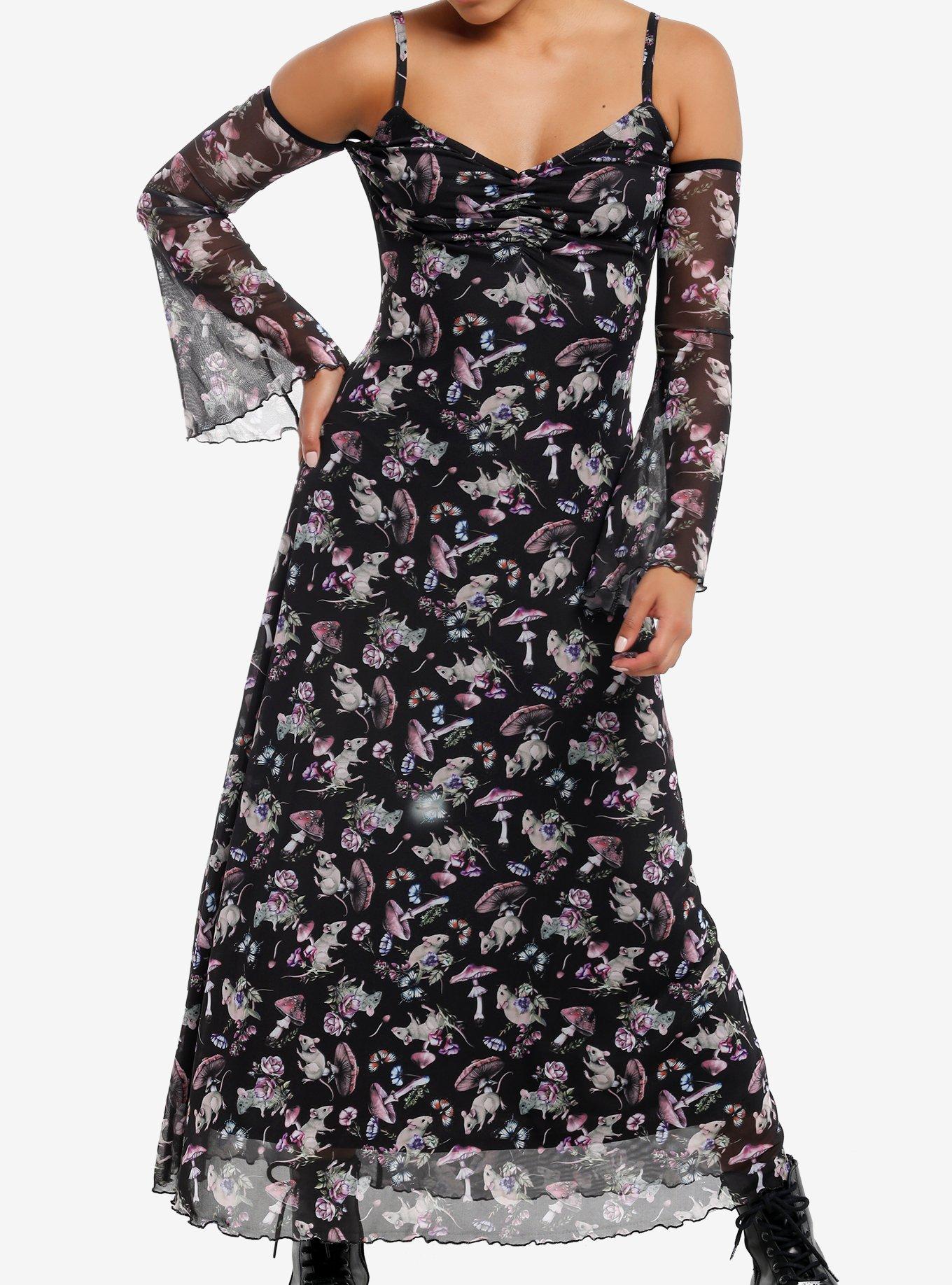 Thorn & Fable Mushroom Rat Cold Shoulder Maxi Dress, , hi-res