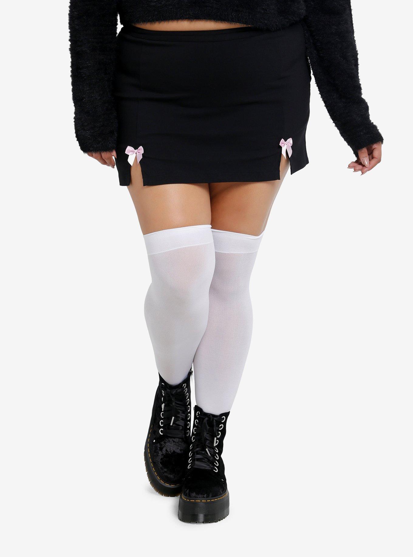 Sweet Society Black & Pink Bow Double Slit Skort Plus Size, , hi-res