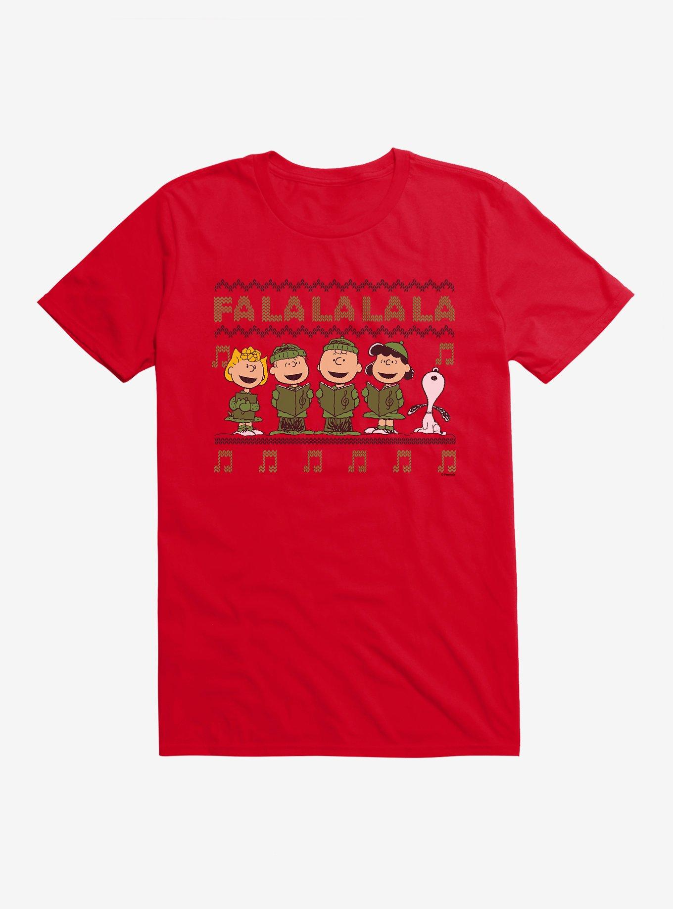 Peanuts Fa La La Christmas Pattern T-Shirt, RED, hi-res