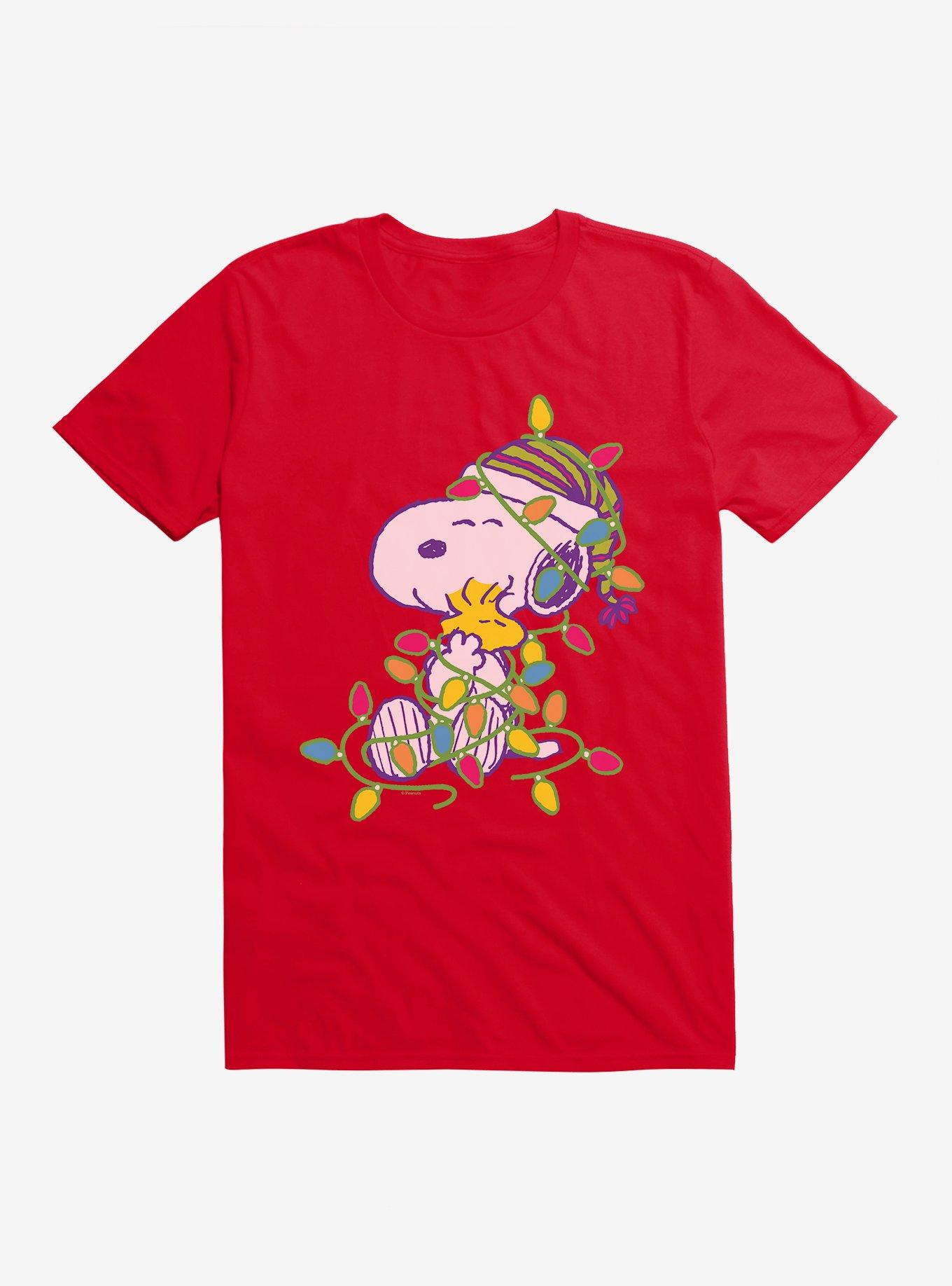Peanuts Snoopy And Woodstock Wrapped In Lights T-Shirt