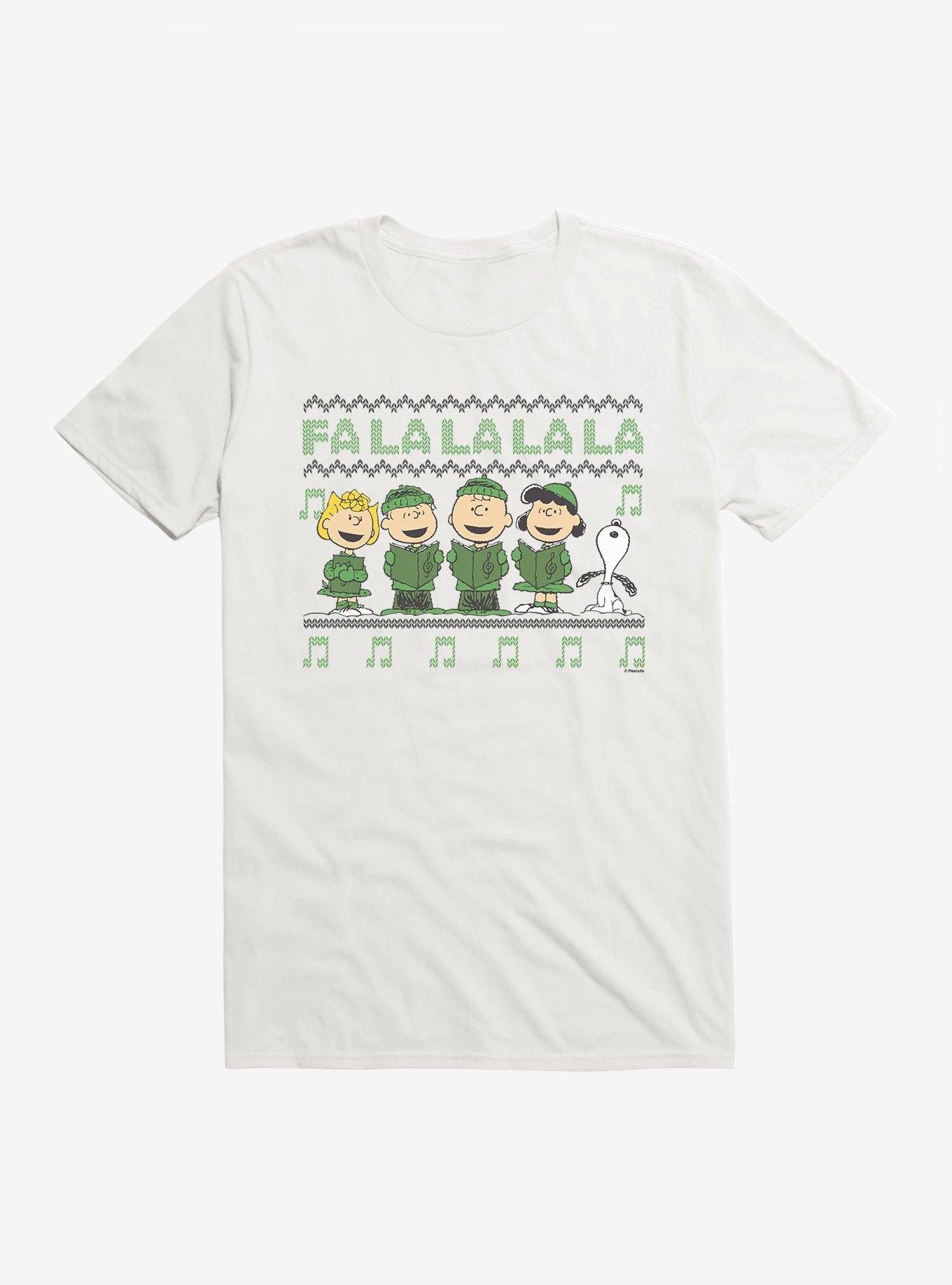 Peanuts Fa La La Christmas Pattern T-Shirt, WHITE, hi-res