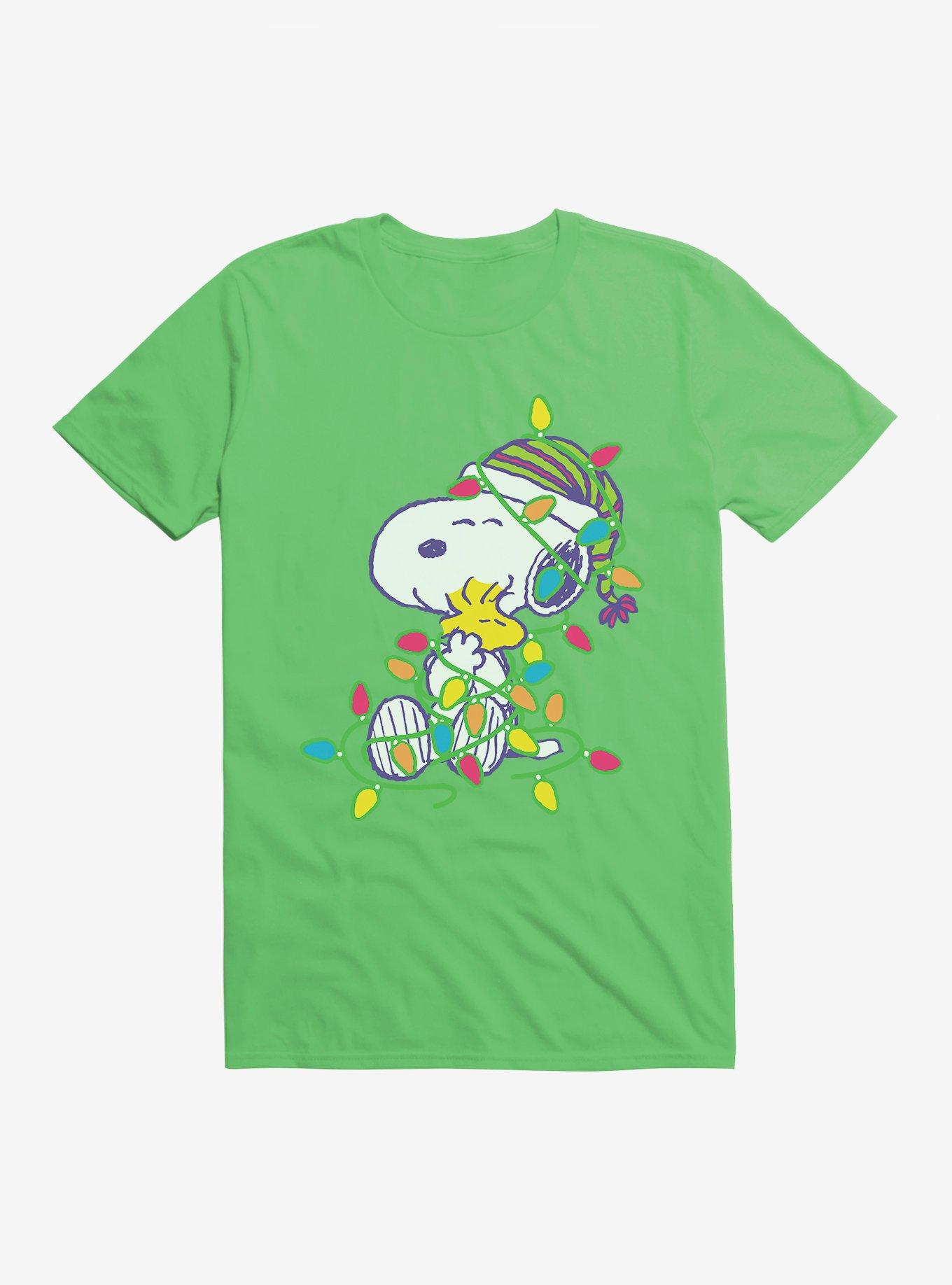 Peanuts Snoopy And Woodstock Wrapped In Lights T-Shirt