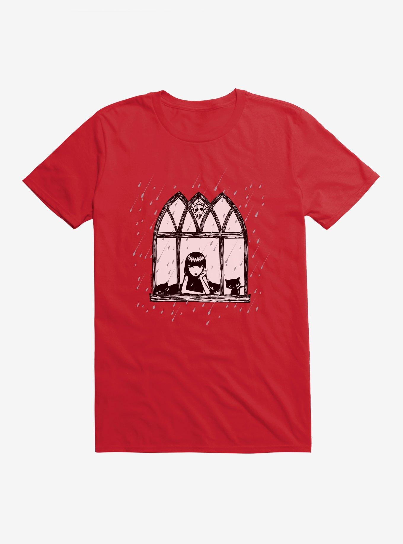 Emily The Strange Stay Inside T-Shirt, RED, hi-res