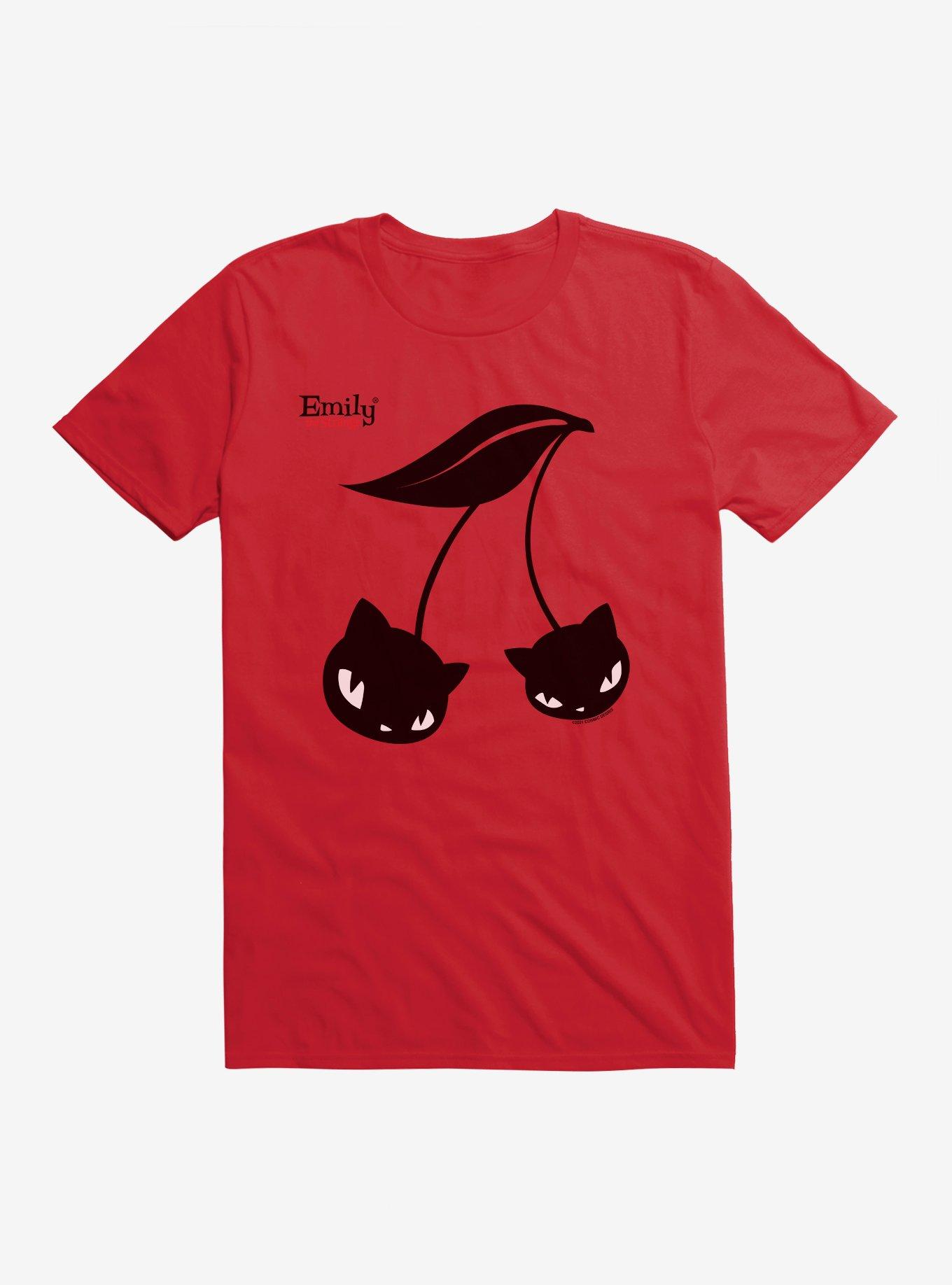 Emily The Strange Black Cherry Cats T-Shirt, , hi-res