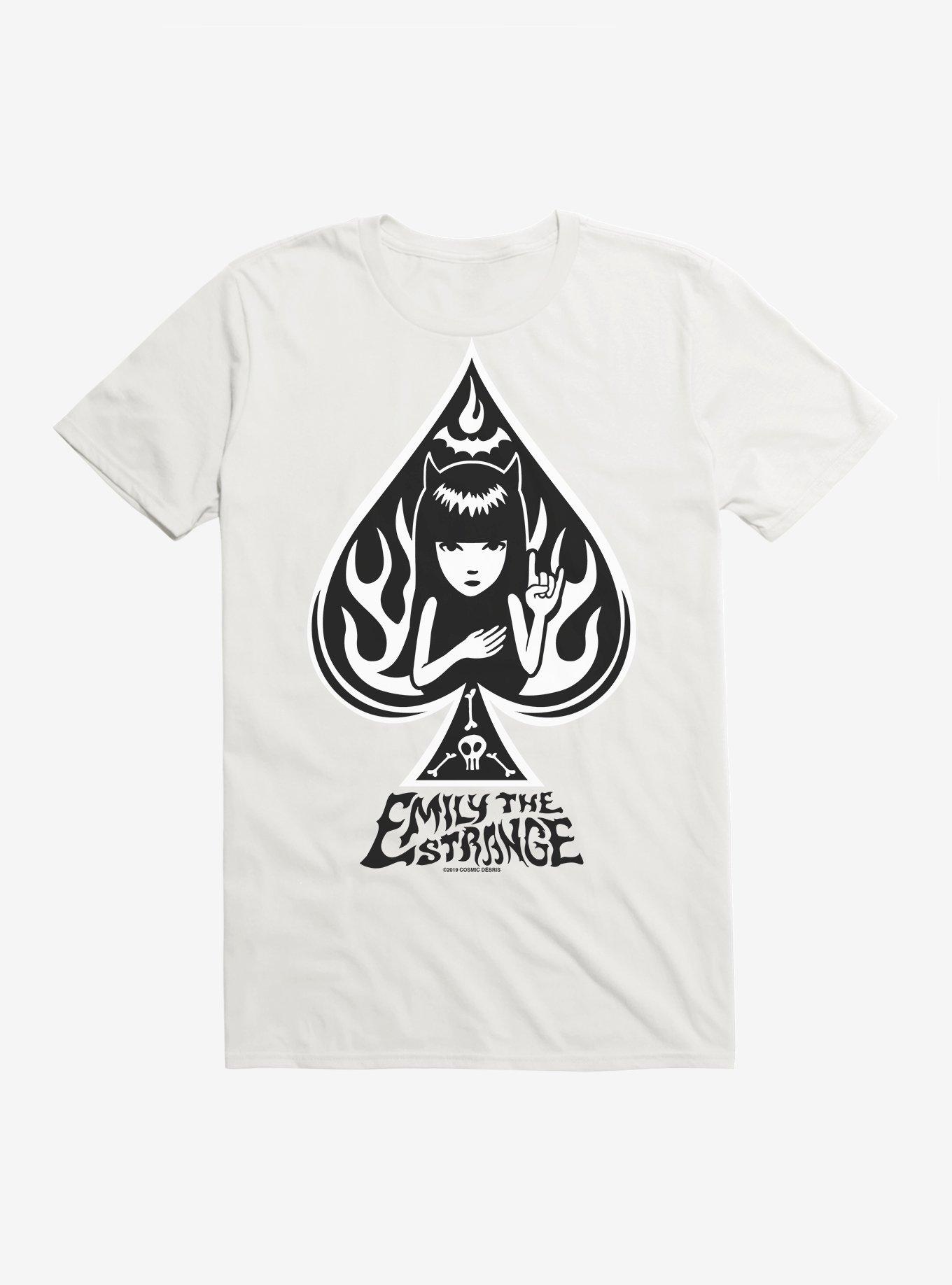 Emily The Strange Ace Of Spades Black T-Shirt, WHITE, hi-res