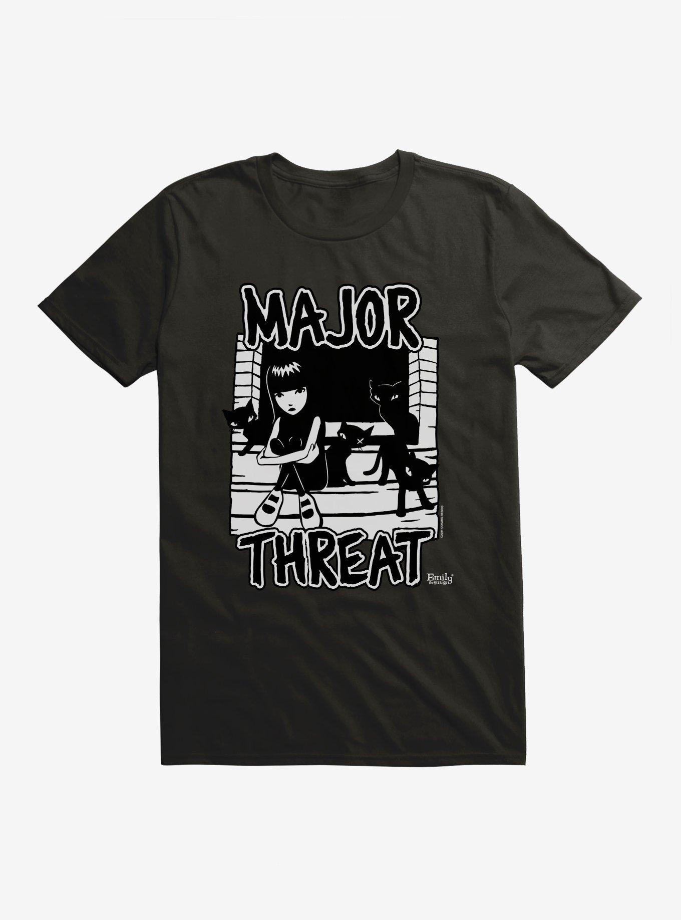 Emily The Strange Major Threat T-Shirt, BLACK, hi-res
