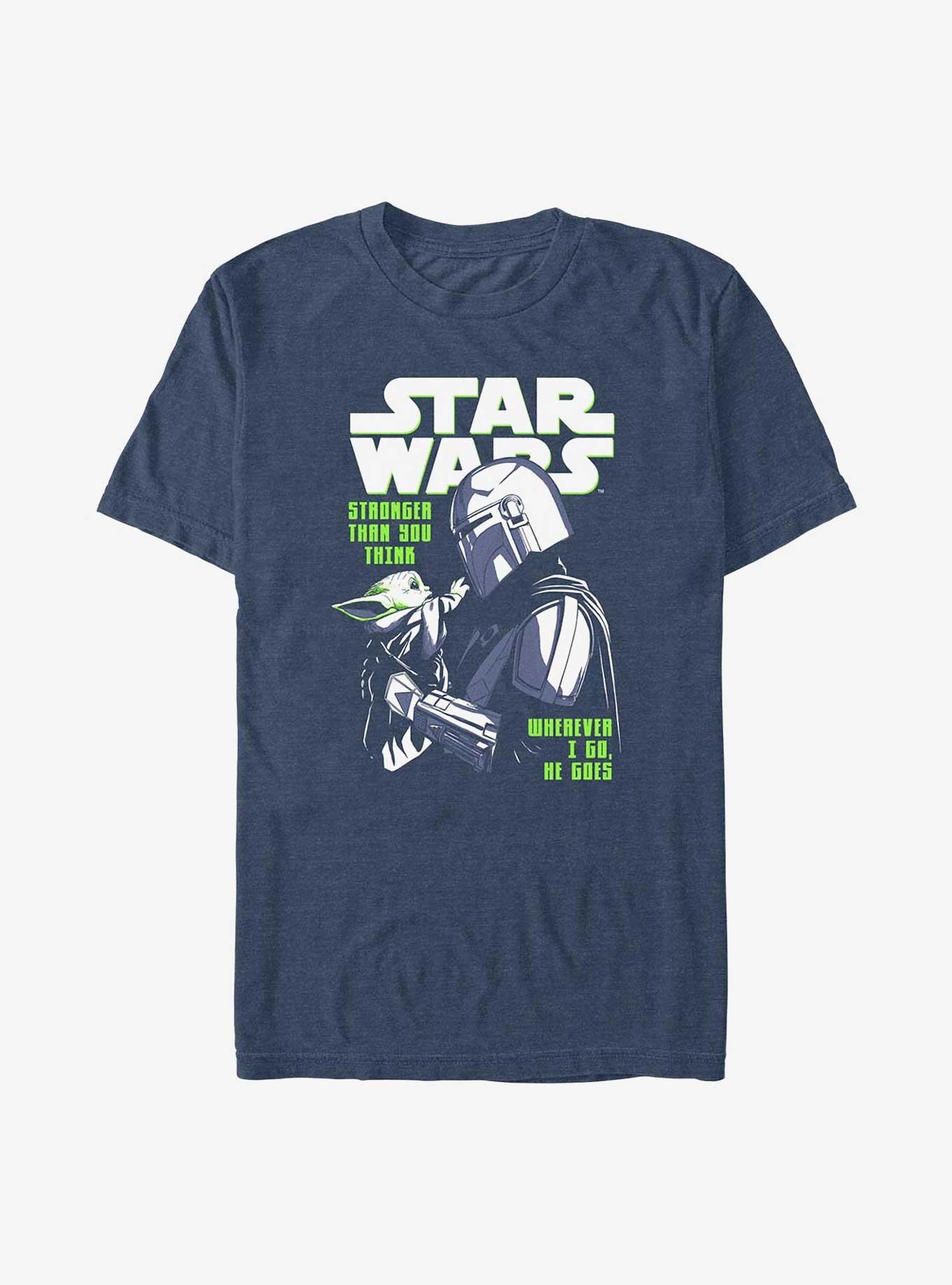 Star Wars The Mandalorian Where I Go, He Goes Big & Tall T-Shirt, NAVY HTR, hi-res