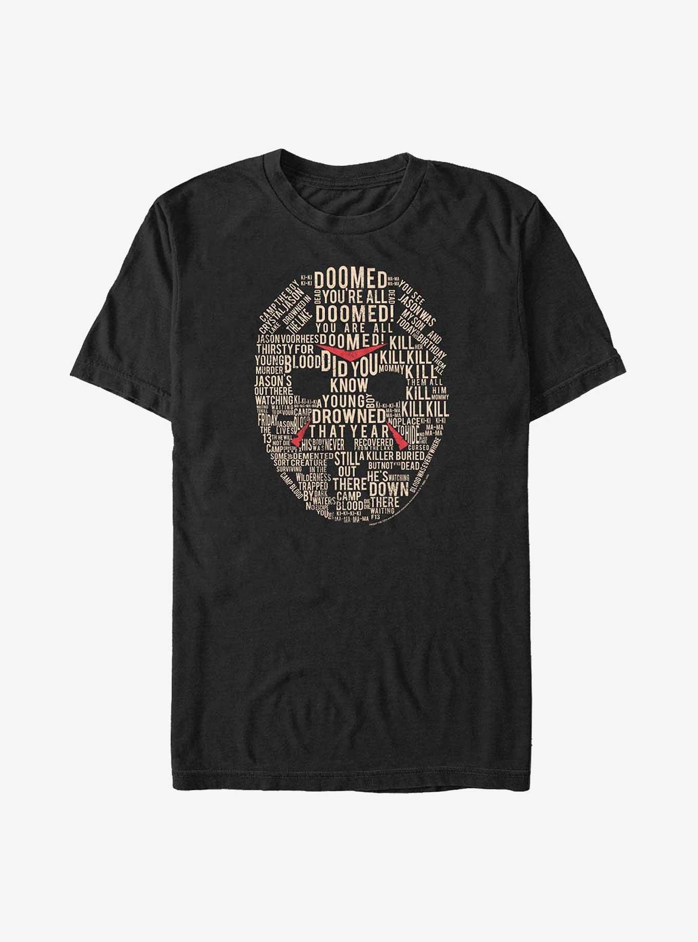 Friday the 13th Jason Text Mask Big & Tall T-Shirt, BLACK, hi-res