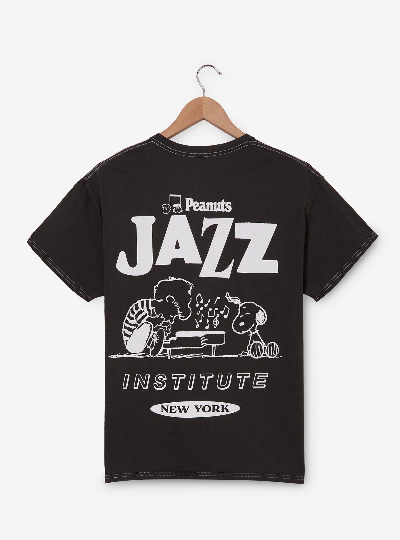 Peanuts Snoopy & Schroeder Jazz Institute T-Shirt - BoxLunch Exclusive, CHARCOAL  BLACK, hi-res