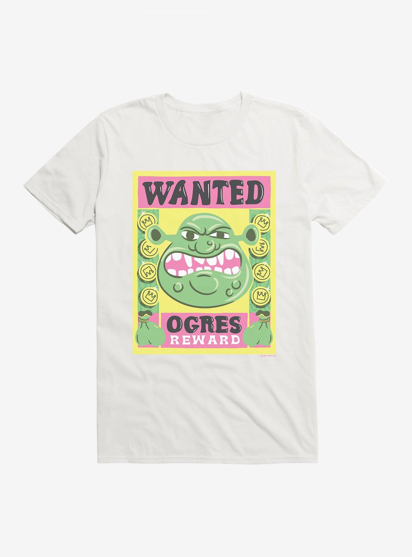 Shrek Wanted Ogres Poster T-Shirt, WHITE, hi-res