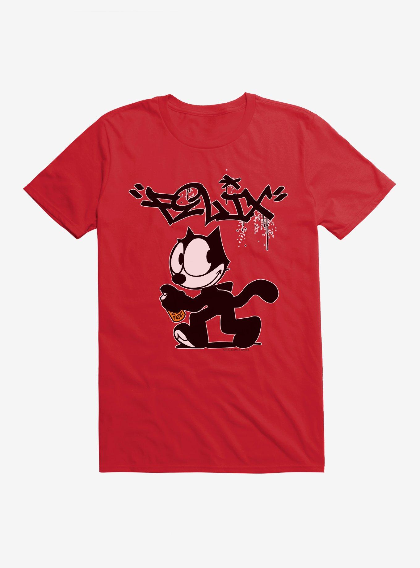 Felix The Cat Spray Painting Felix T-Shirt, RED, hi-res