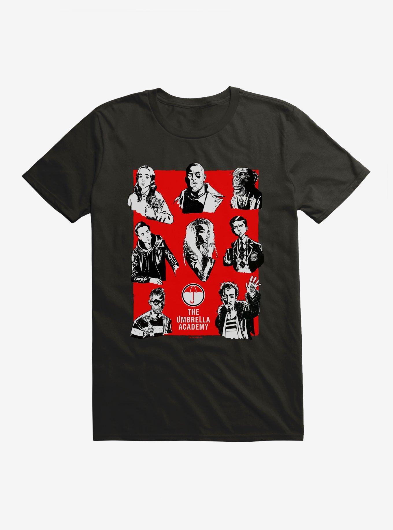 The Umbrella Academy All Members T-Shirt, BLACK, hi-res