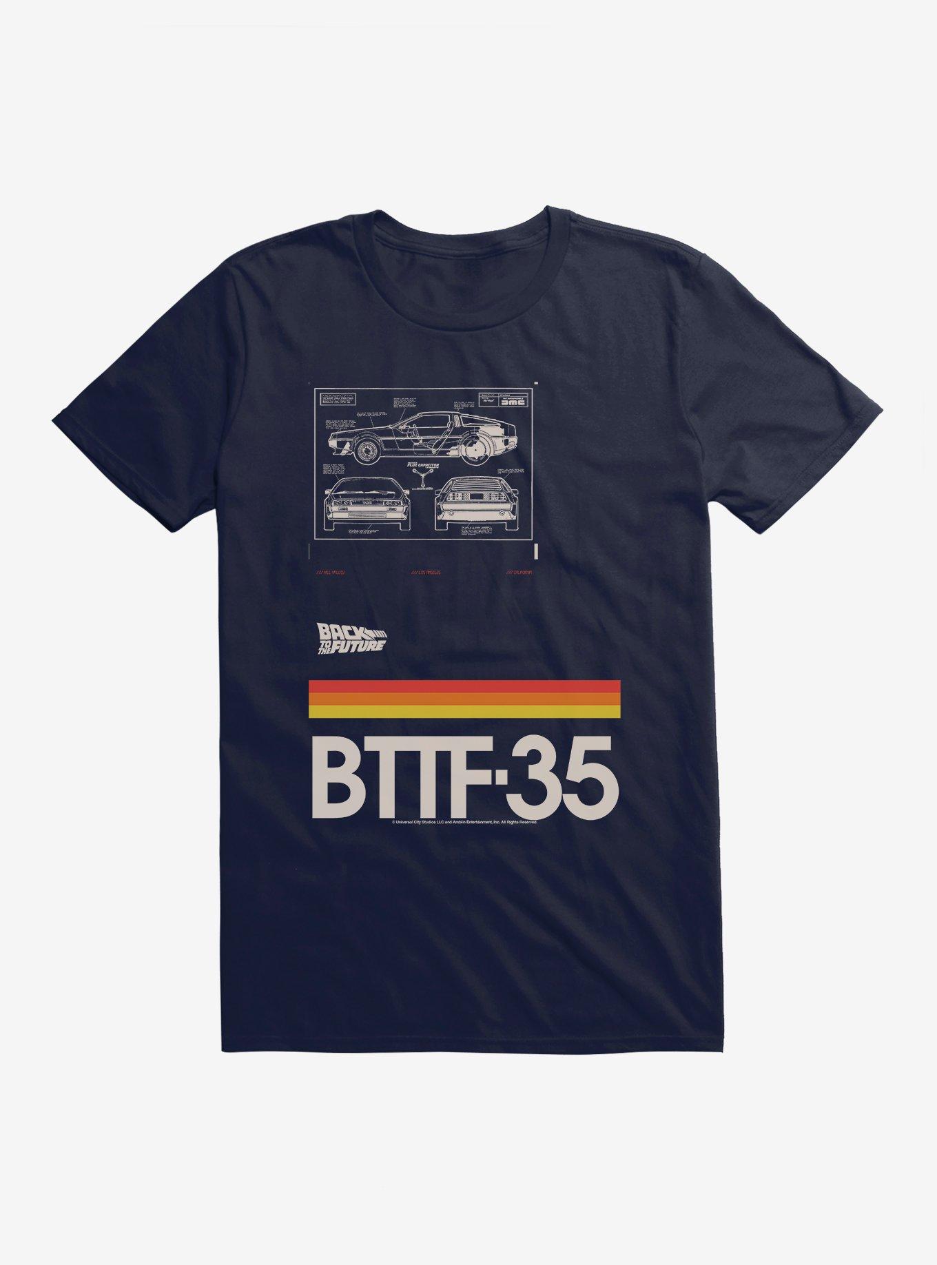 Back To The Future DeLorean Diagram T-Shirt, NAVY, hi-res
