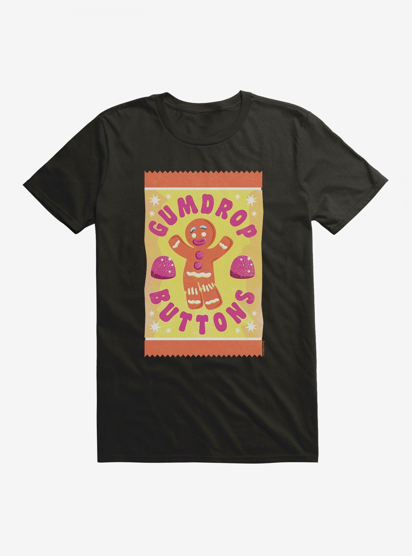 Shrek Gingy Gumdrop Buttons T-Shirt, BLACK, hi-res