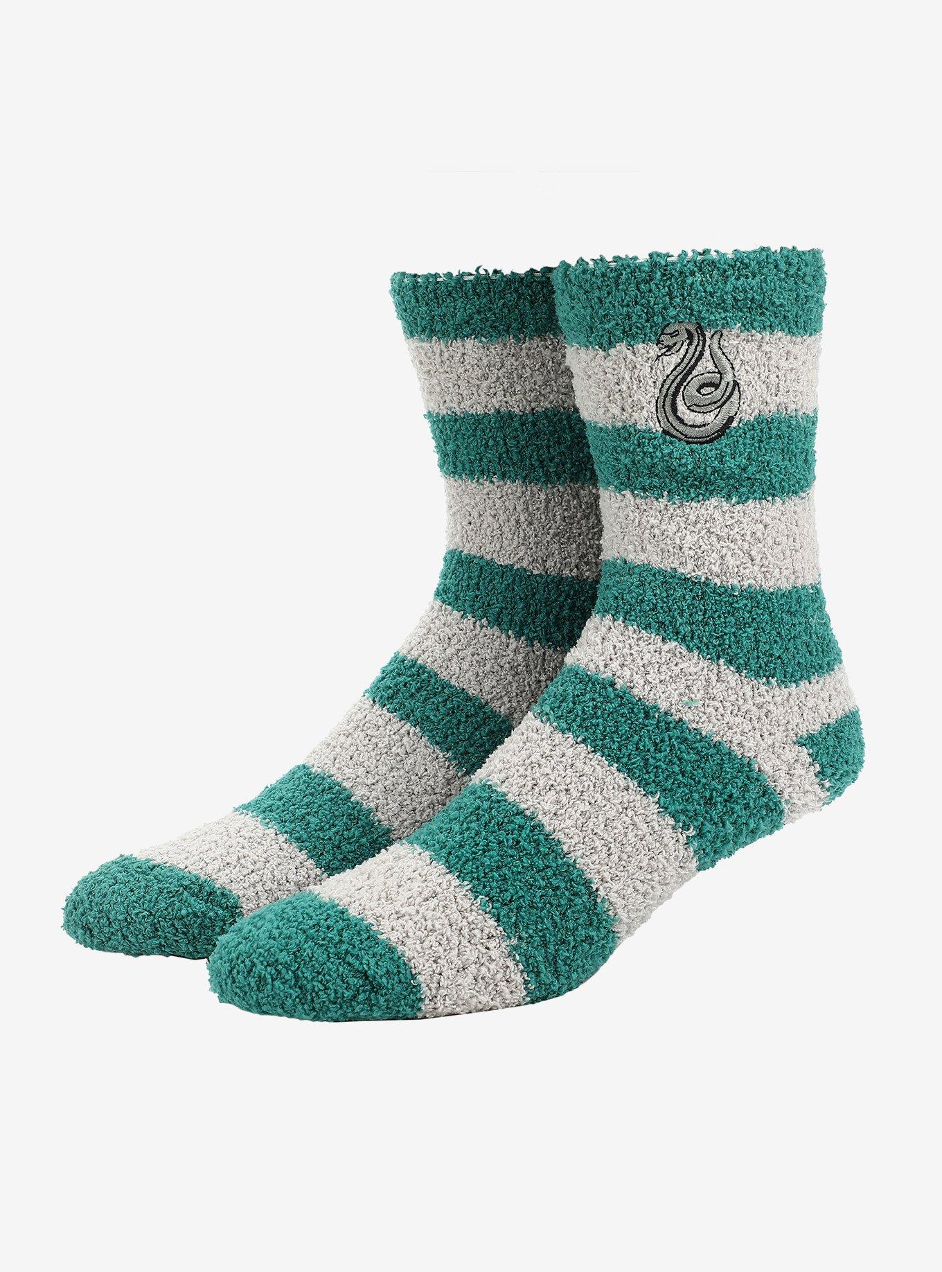 Harry Potter Slytherin Stripe Fuzzy Socks, , hi-res