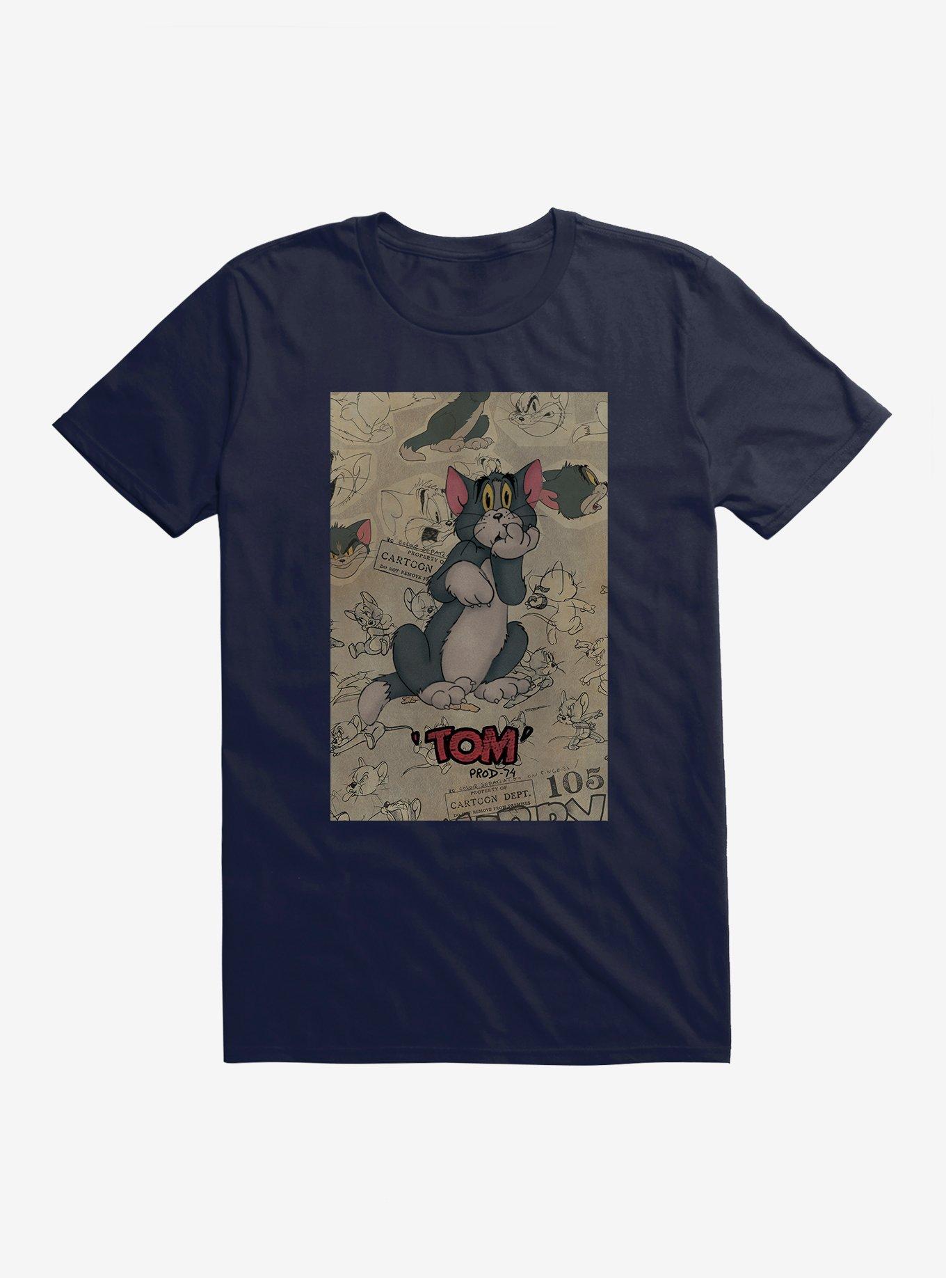 Tom And Jerry Tom Cat Sketch T-Shirt, NAVY, hi-res