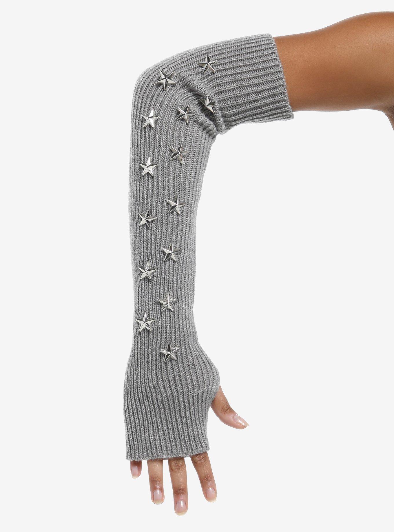 Star Stud Grey Long Arm Warmers, , hi-res