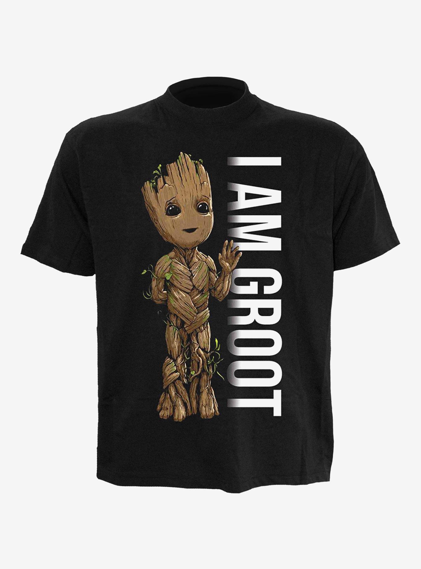 Marvel I Am Groot Badge Front Print T-Shirt, BLACK, hi-res