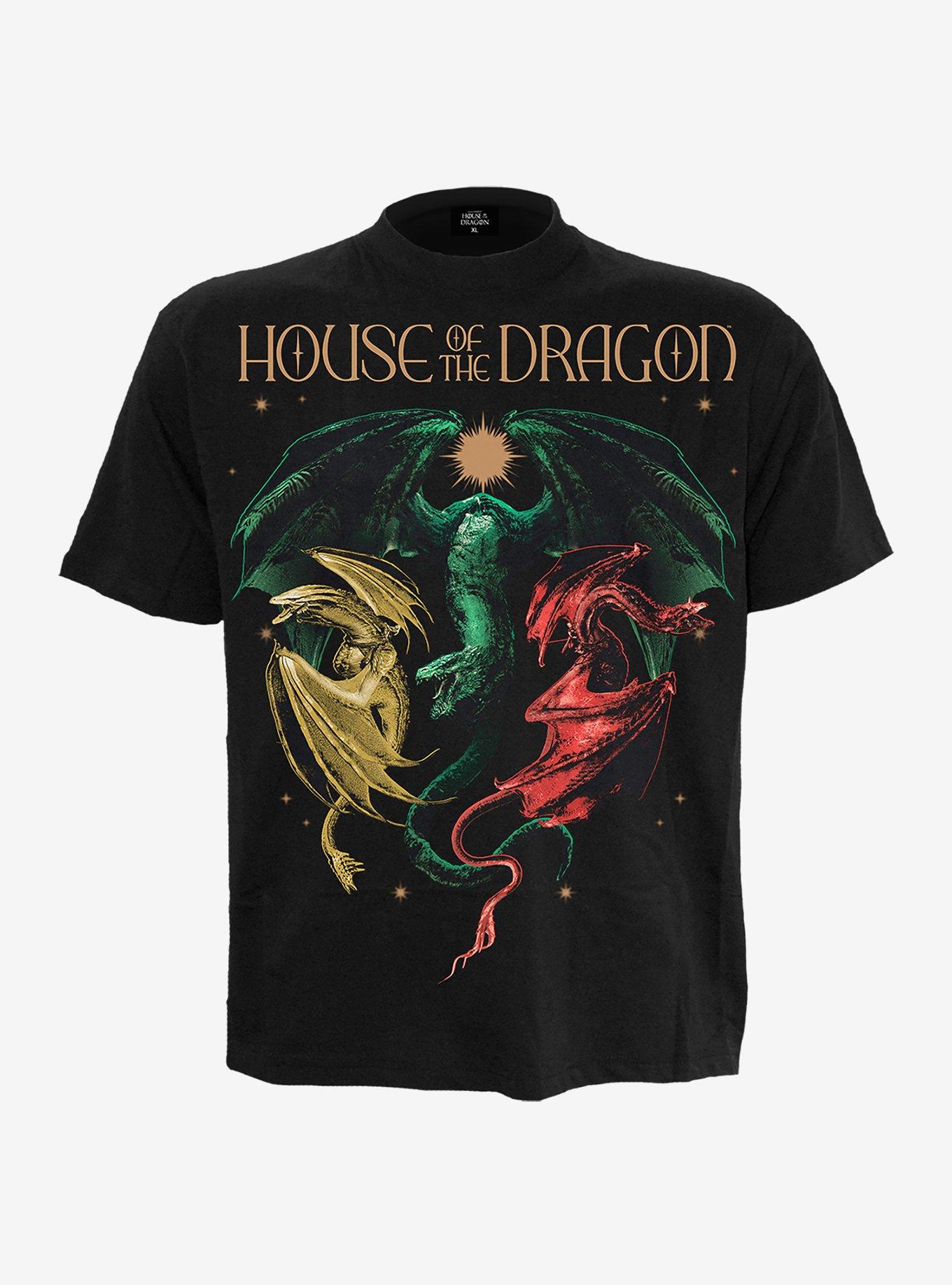 House of the Dragon Tri Dragons Front Print T-Shirt, BLACK, hi-res