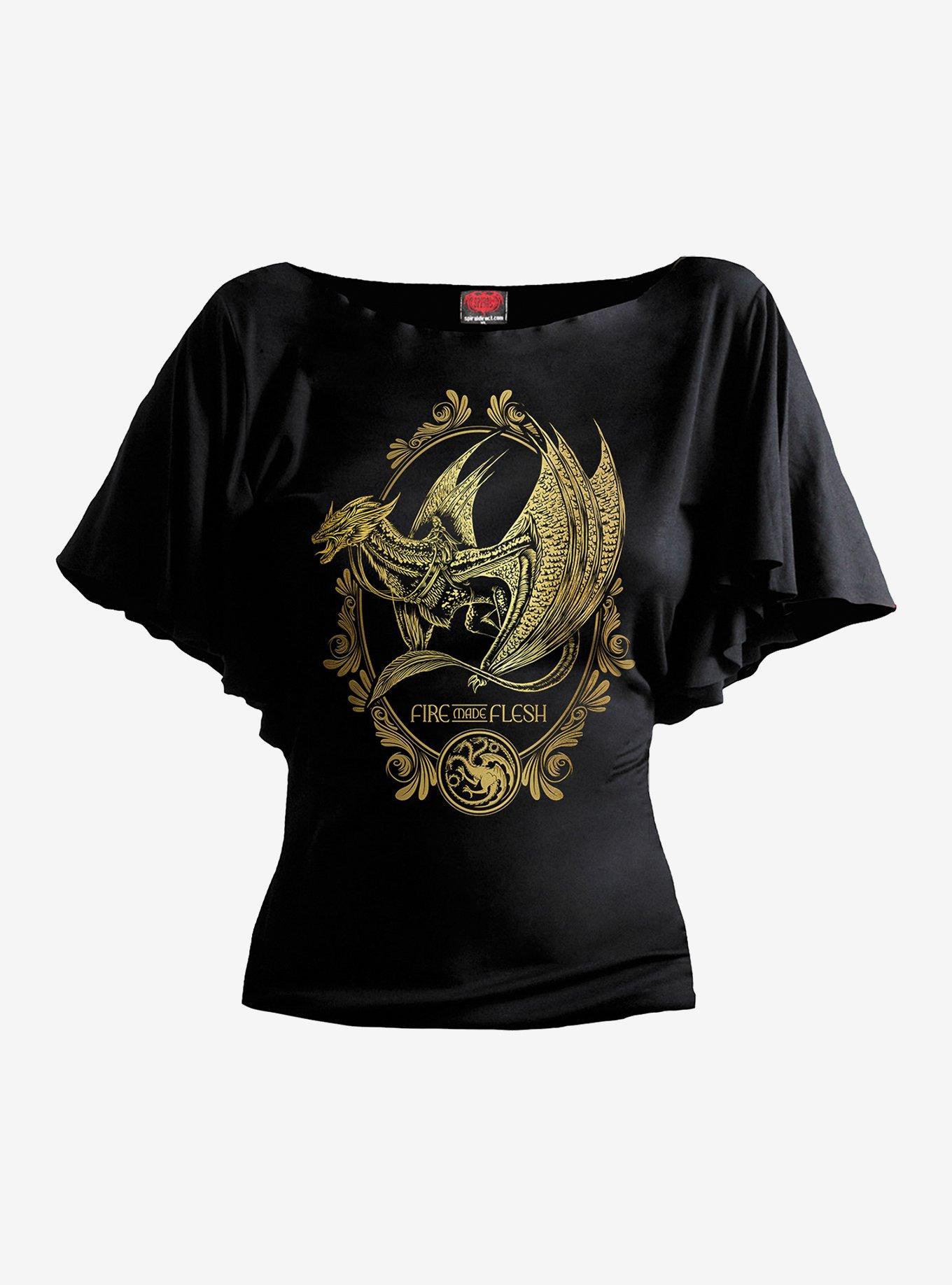 House of the Dragon Filigree Boat Neck Bat Sleeve Top, , hi-res