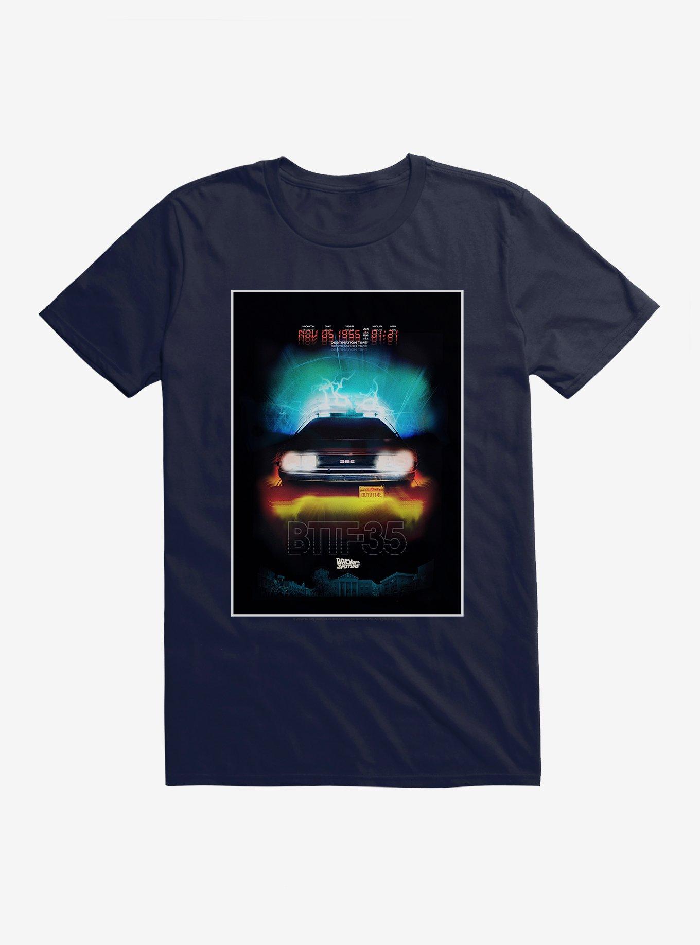 Back To The Future 35 DeLorean Poster T-Shirt, NAVY, hi-res