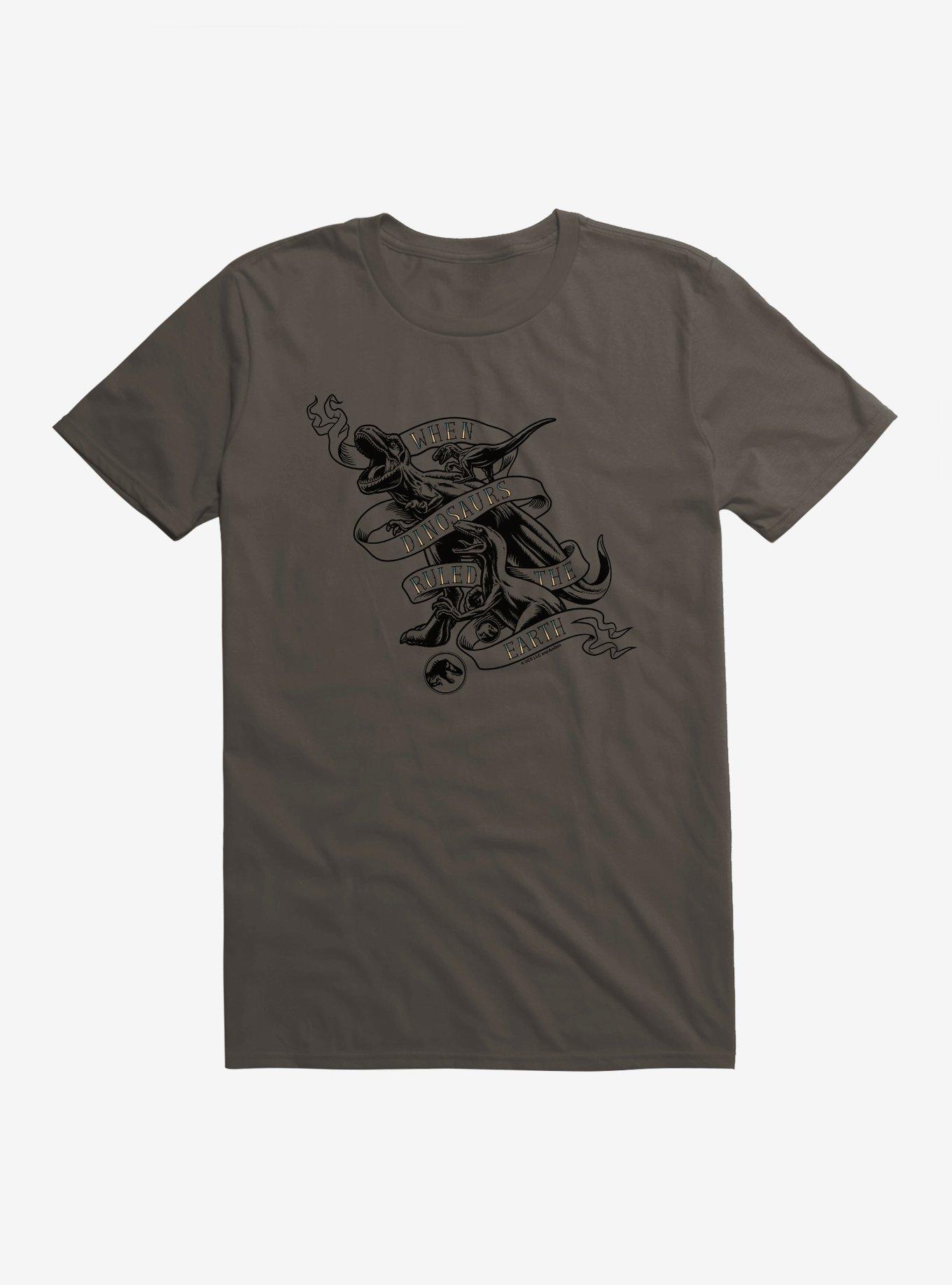 Jurassic World When Dinosaurs Ruled Black And White T-Shirt, SMOKE, hi-res
