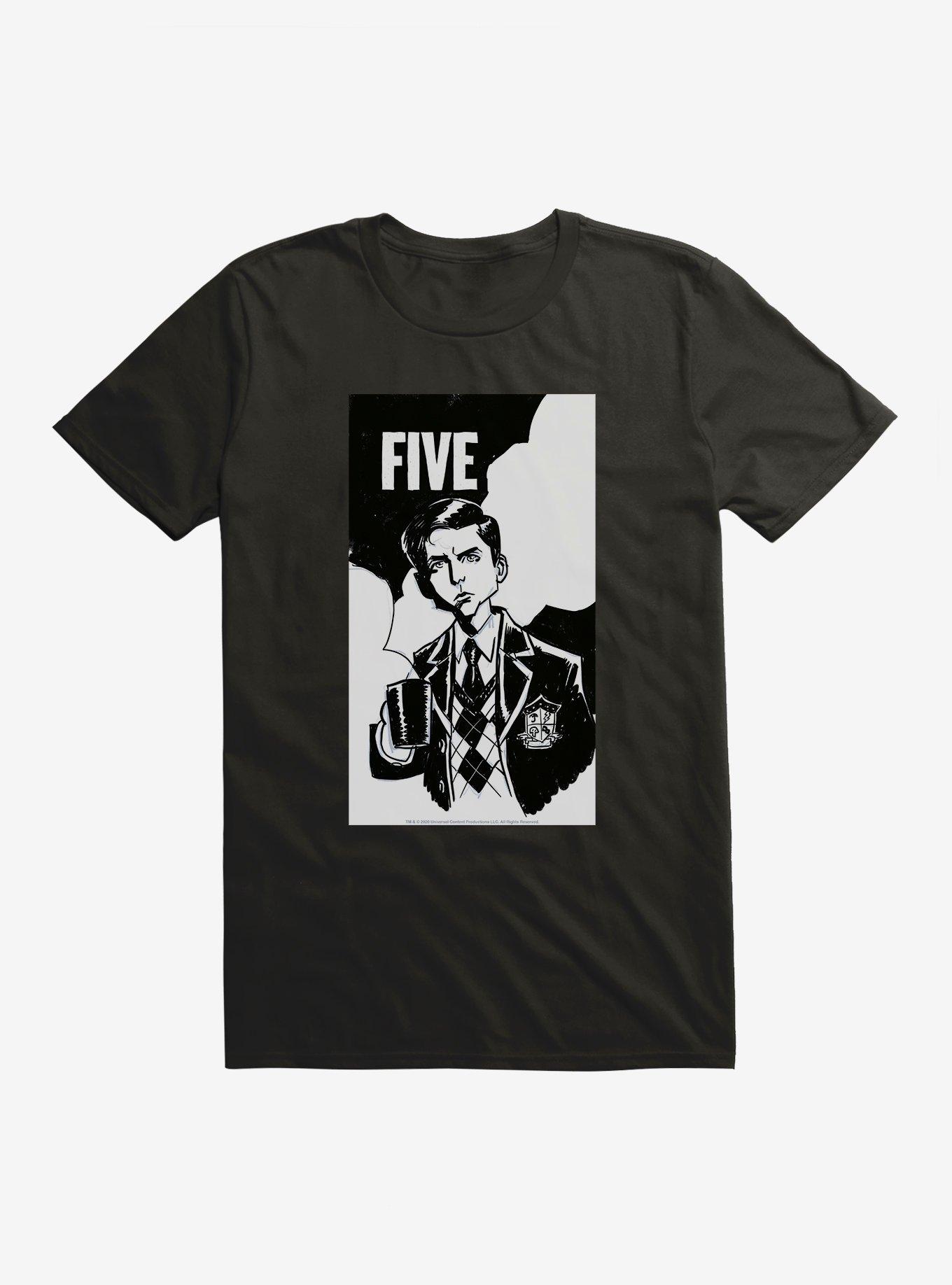 The Umbrella Academy Monochrome Five T-Shirt, BLACK, hi-res