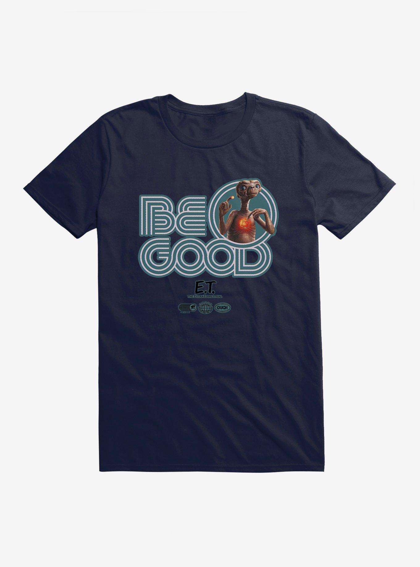 E.T. 40th Anniversary Be Good Bold Striped Font Teal T-Shirt, , hi-res