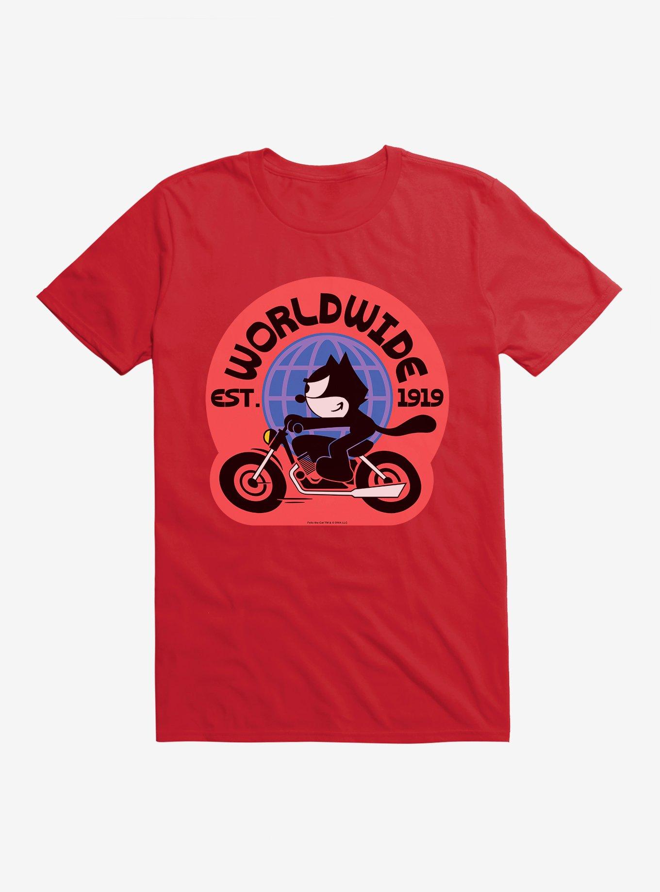 Felix The Cat Worldwide Motorcycle Felix T-Shirt, RED, hi-res