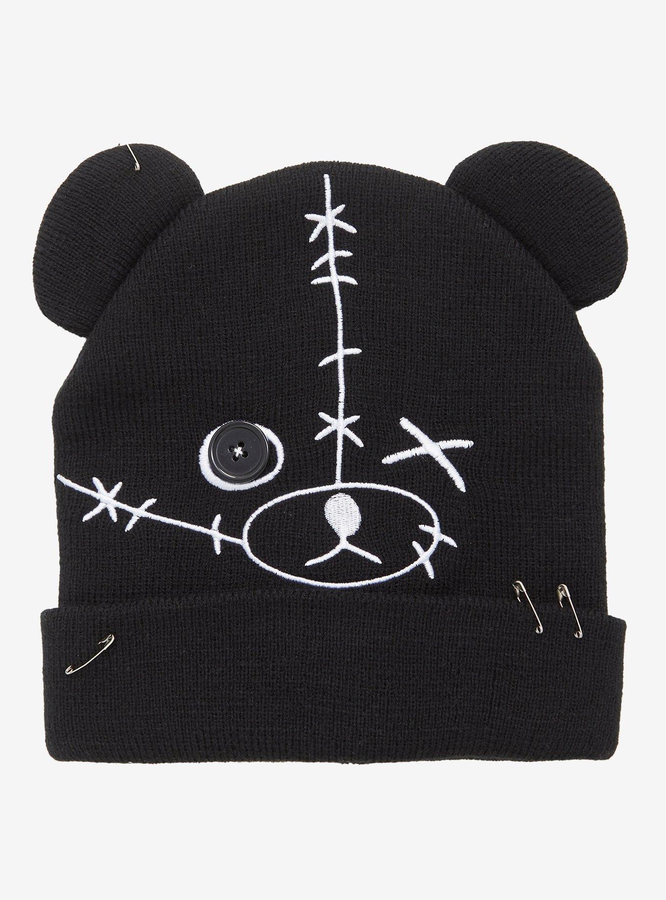 Stitched Bear Safety Pin Beanie, , hi-res