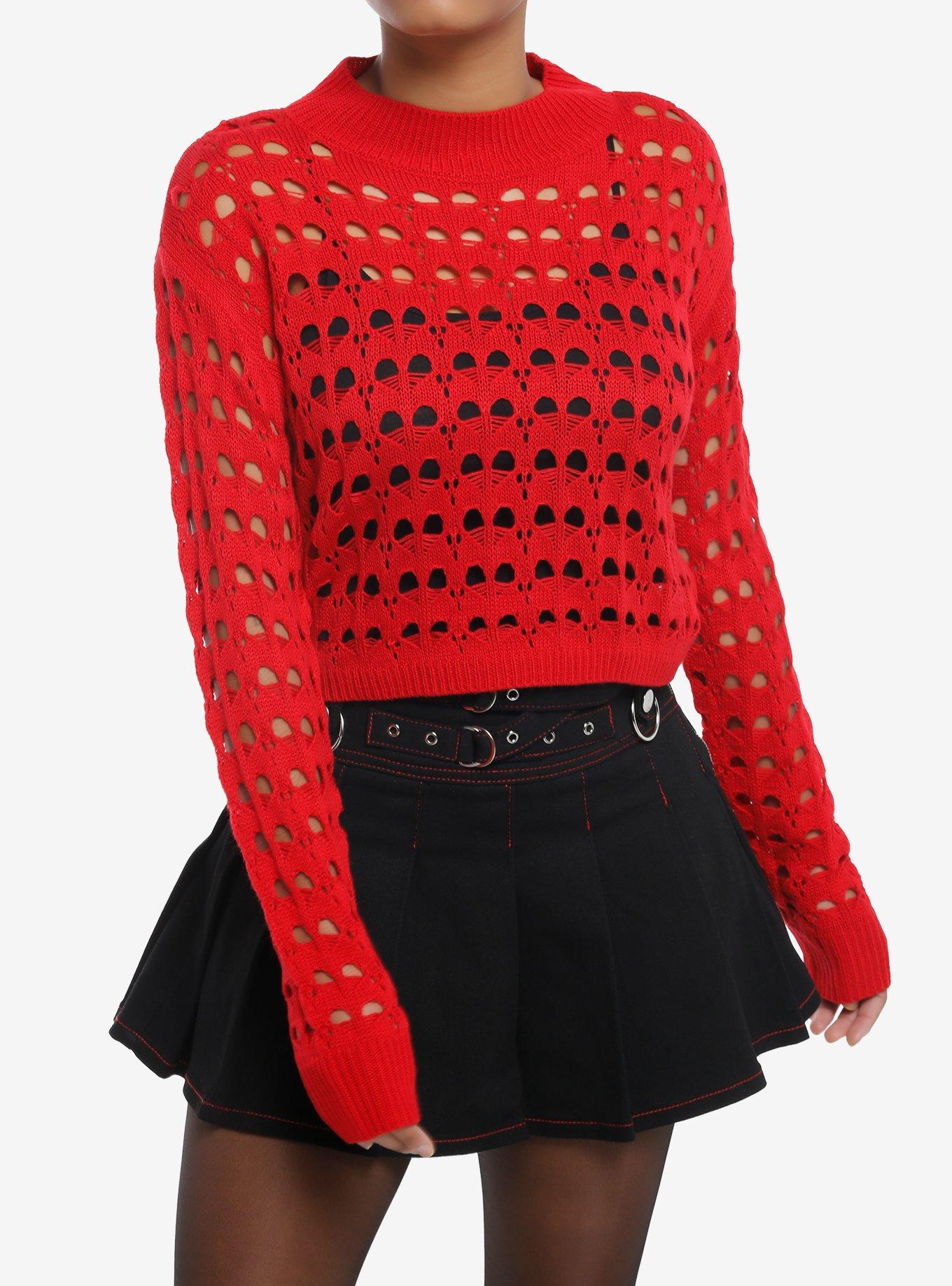 Sweet Society Red Heart Girls Crop Knit Sweater, , hi-res