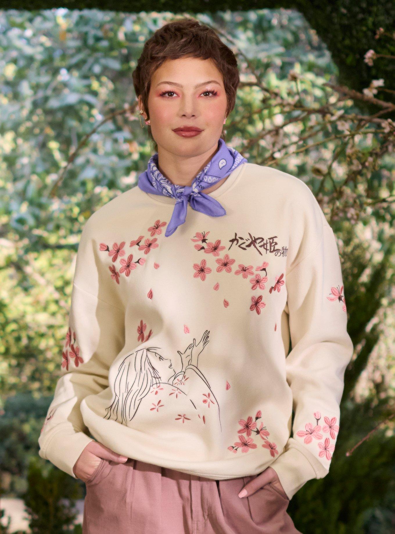 Her Universe Studio Ghibli® The Tale Of The Princess Kaguya Cherry Blossom Embroidered Sweatshirt 