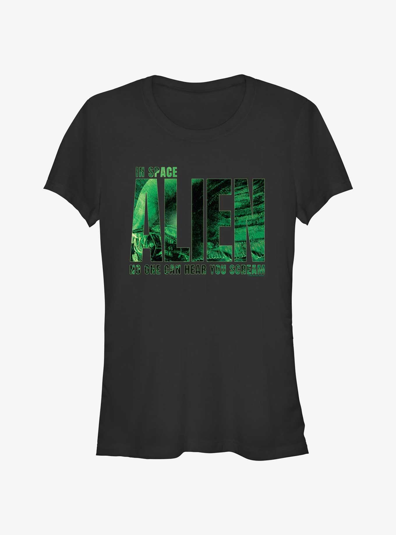 Alien In Space No One Can Hear You Scream Girls T-Shirt, BLACK, hi-res