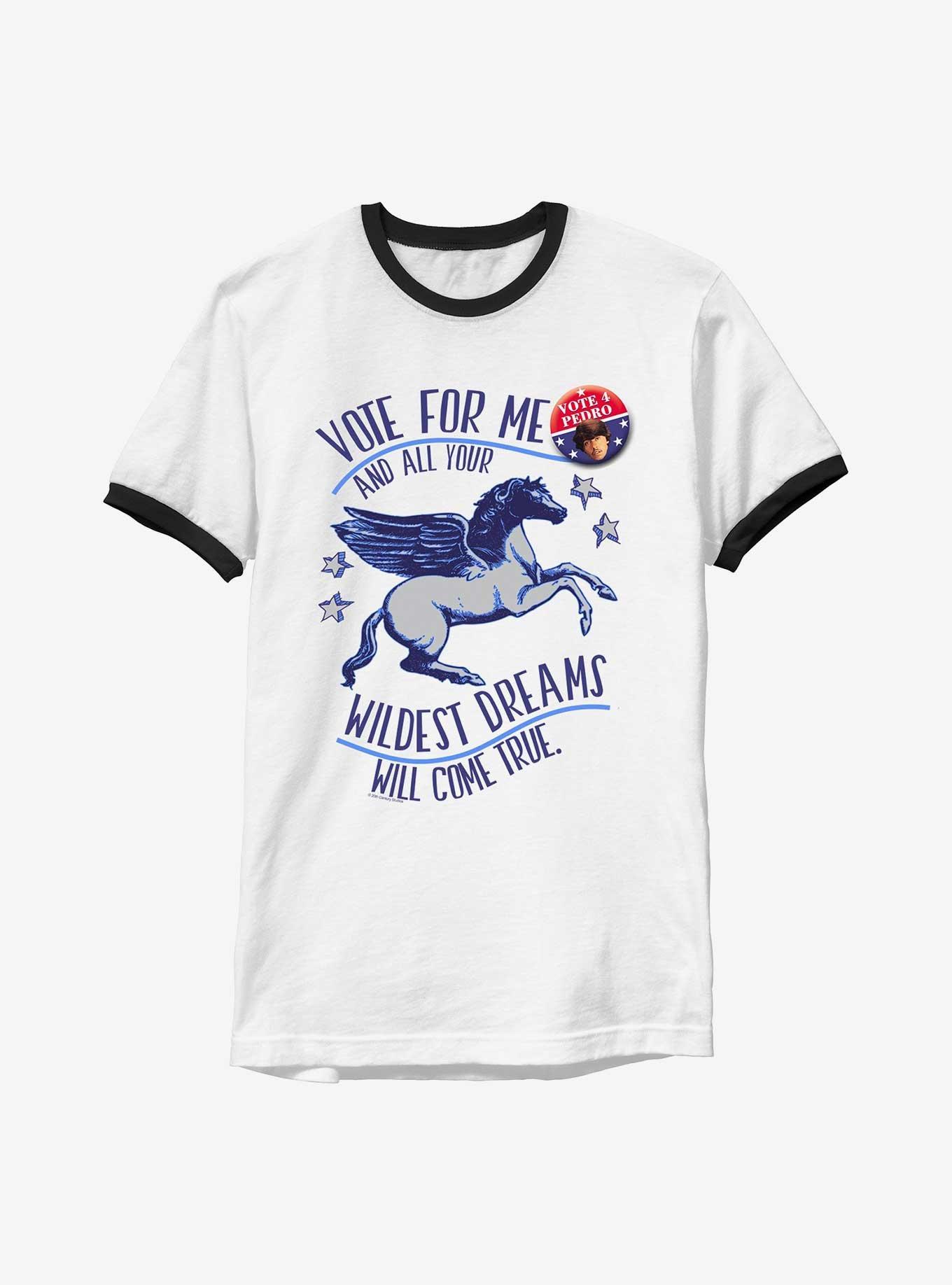 Napoleon Dynamite Pedro Dreams Ringer T-Shirt, WHTBLK, hi-res