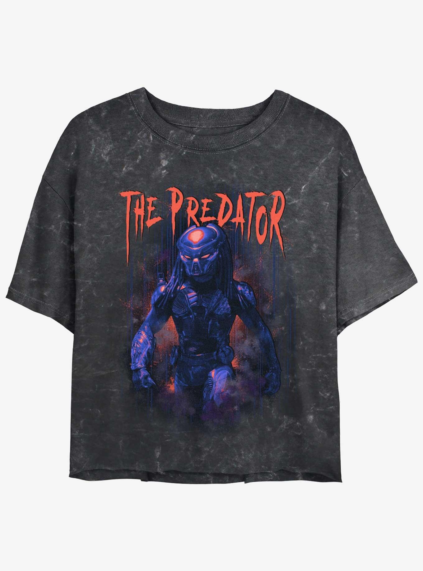 Alien Predator Metal Girls Mineral Wash Crop T-Shirt, , hi-res