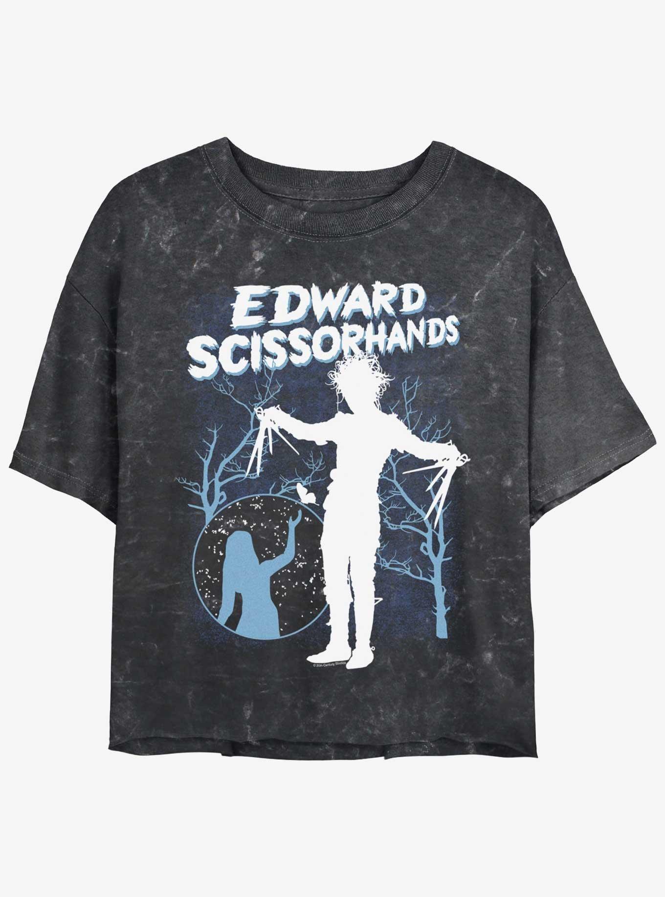 Edward Scissorhands Snowy Night Girls Mineral Wash Crop T-Shirt, , hi-res
