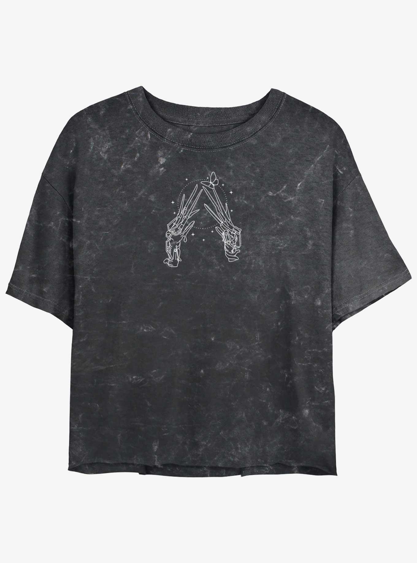 Edward Scissorhands Sketch Girls Mineral Wash Crop T-Shirt, , hi-res