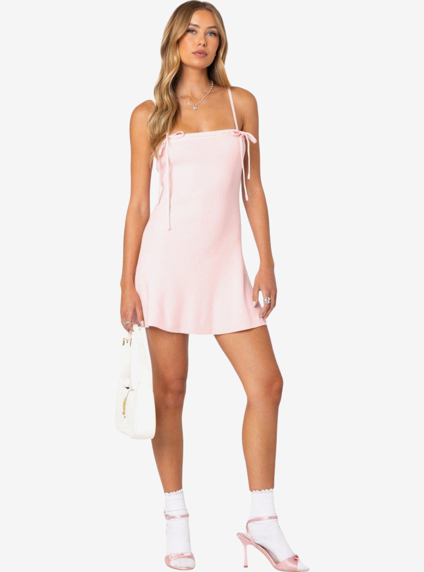 Edikted Fridah Ribbed Knit Mini Dress, PINK, hi-res