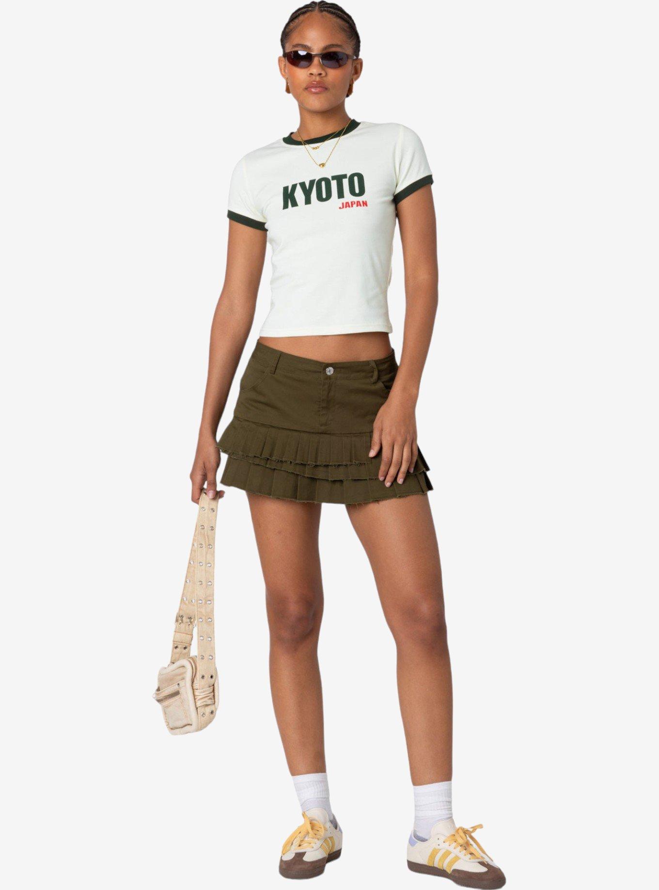 Edikted Layered Pleats Mini Skirt, OLIVE, hi-res