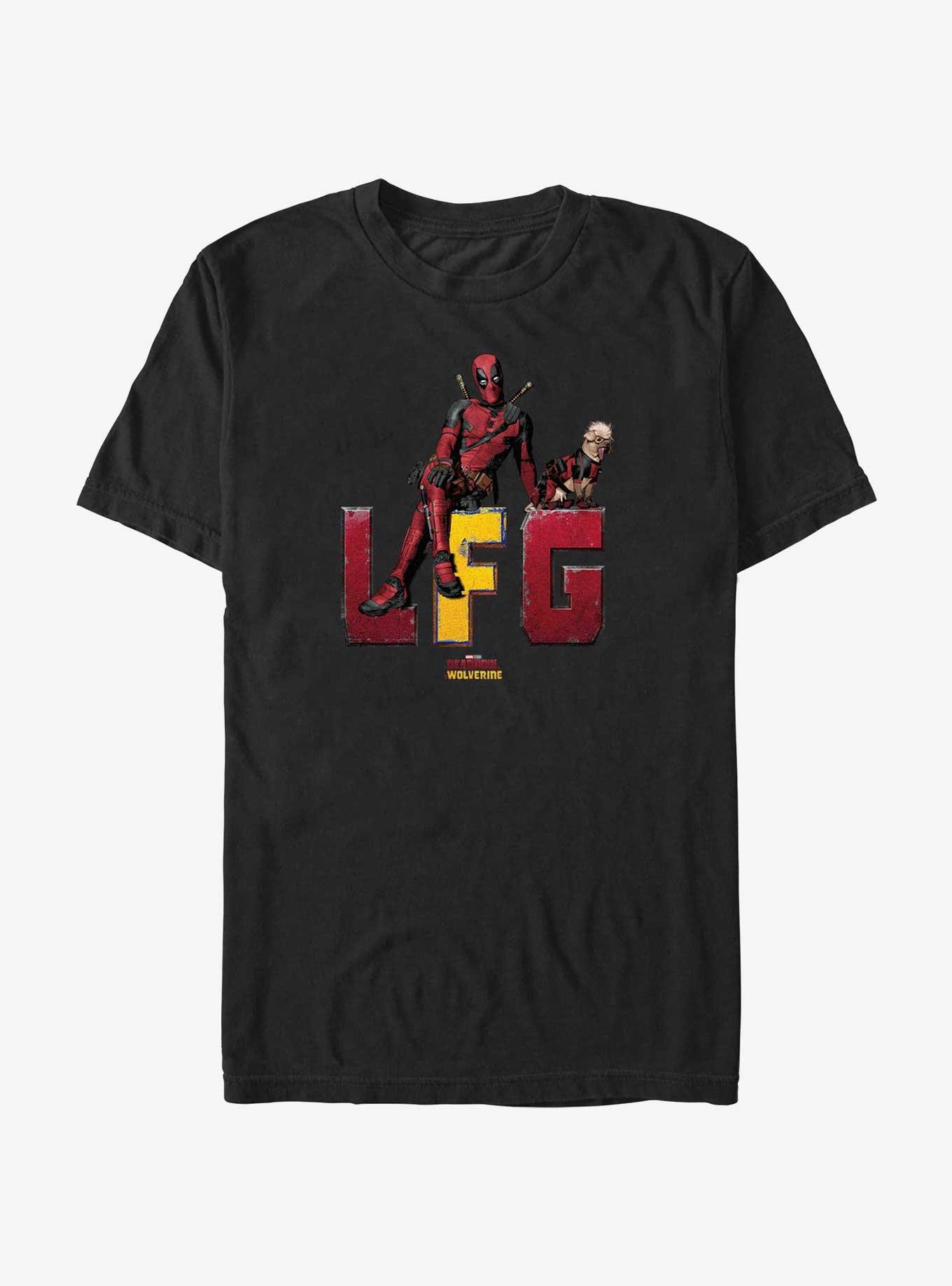 Deadpool & Wolverine LFG Sitting With Dogpool T-Shirt, BLACK, hi-res
