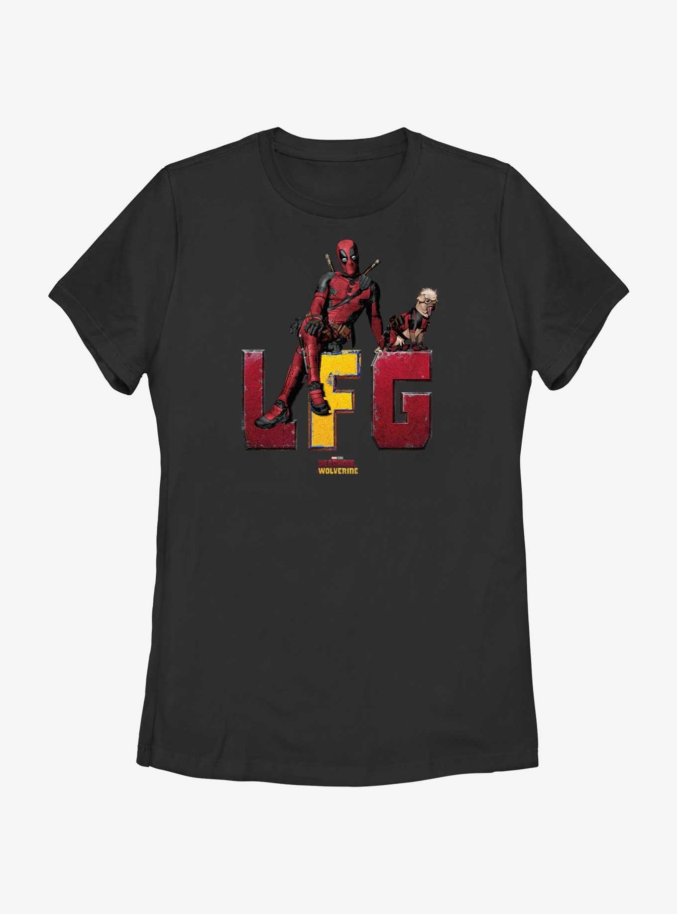 Deadpool & Wolverine LFG Sitting With Dogpool Womens T-Shirt