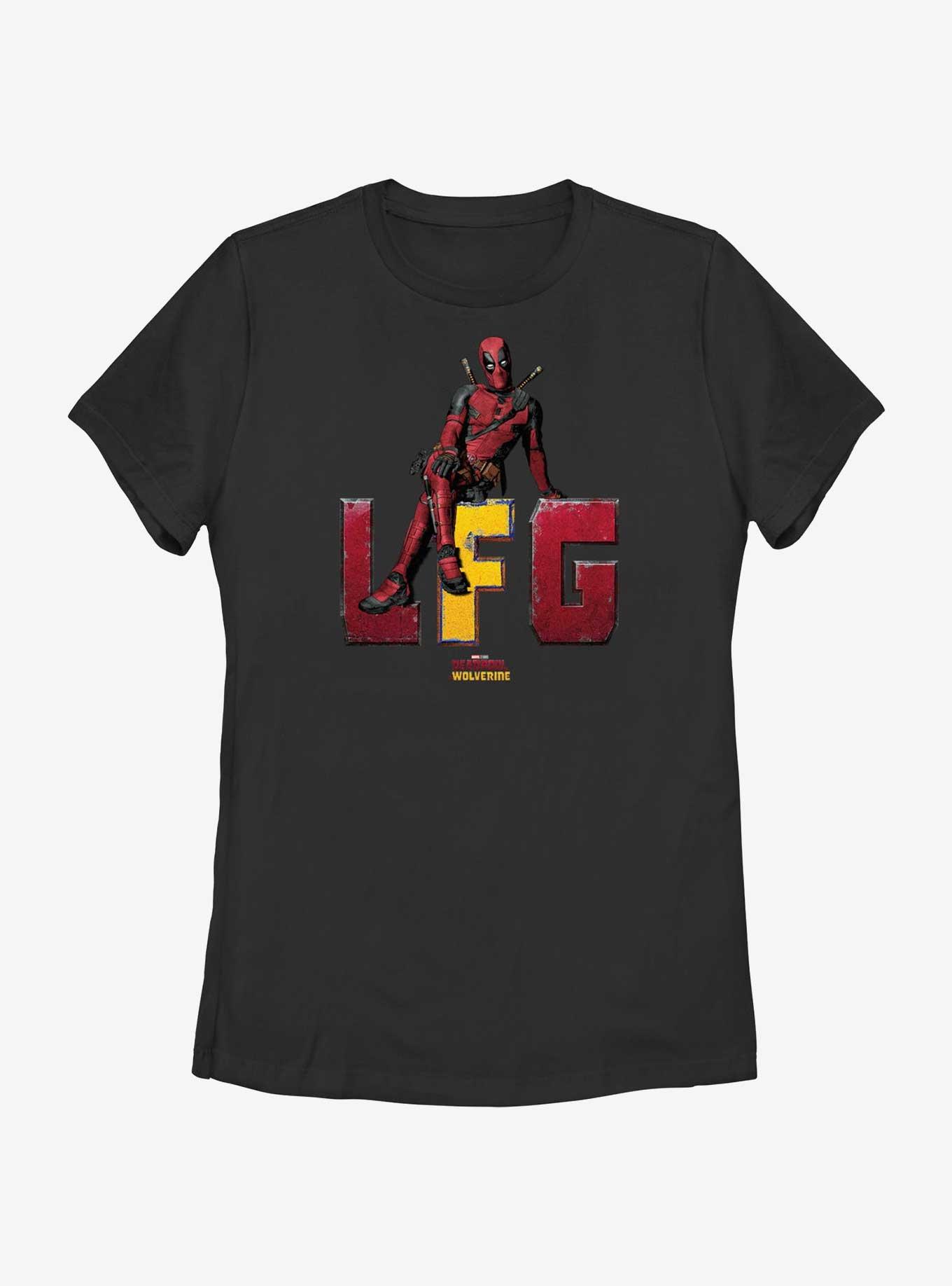 Deadpool & Wolverine LFG Sitting Womens T-Shirt, BLACK, hi-res