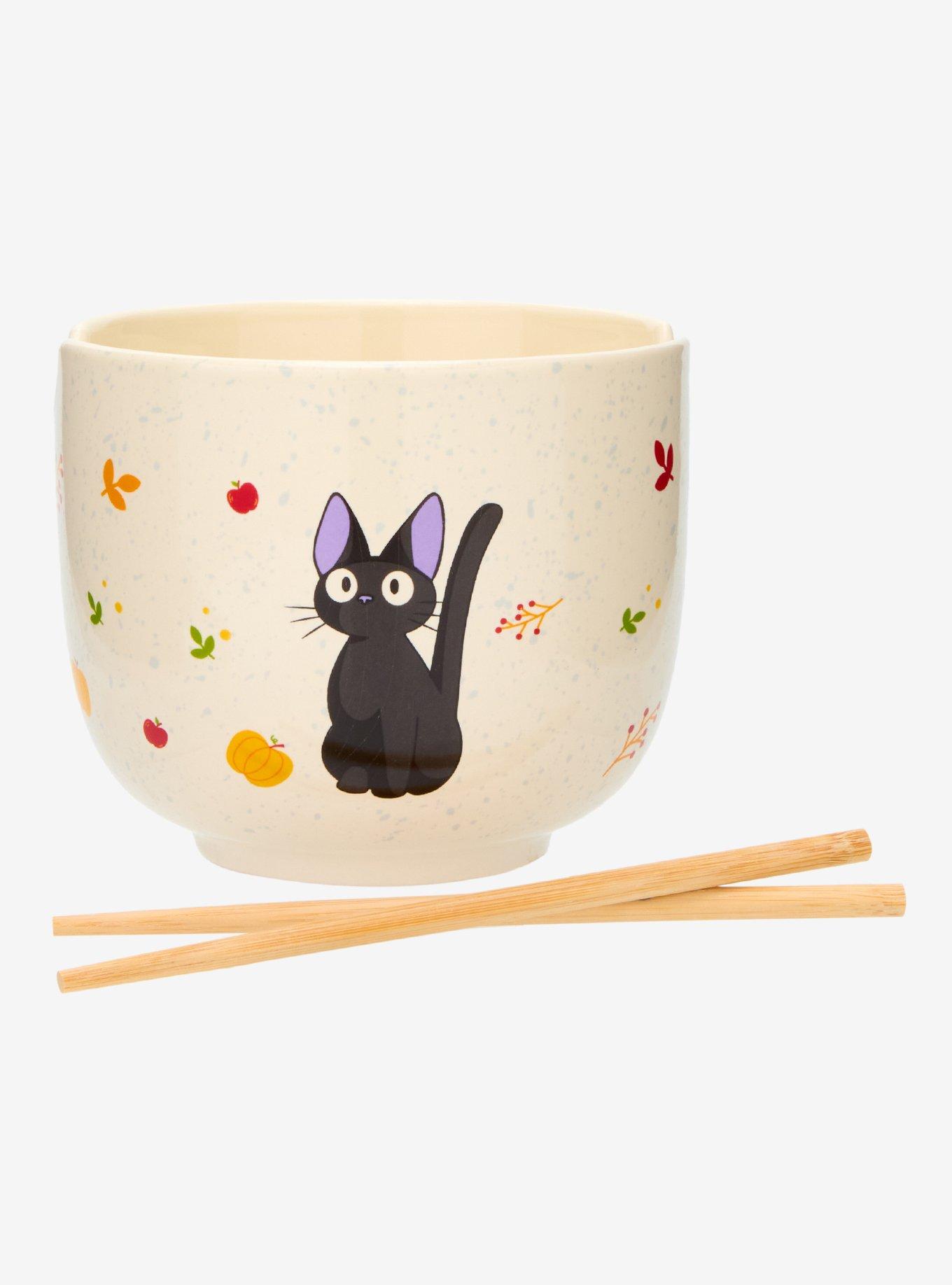 Studio Ghibli® Kiki's Delivery Service Jiji Fall Leaves Ramen Bowl With Chopsticks — BoxLunch Exclusive, , hi-res