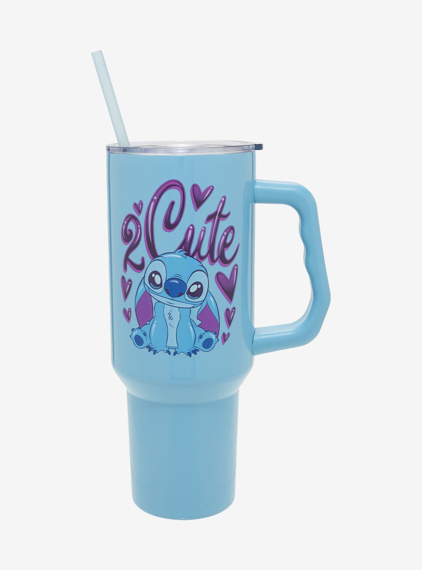 Disney Lilo & Stitch Face Straw Tumbler with Handle