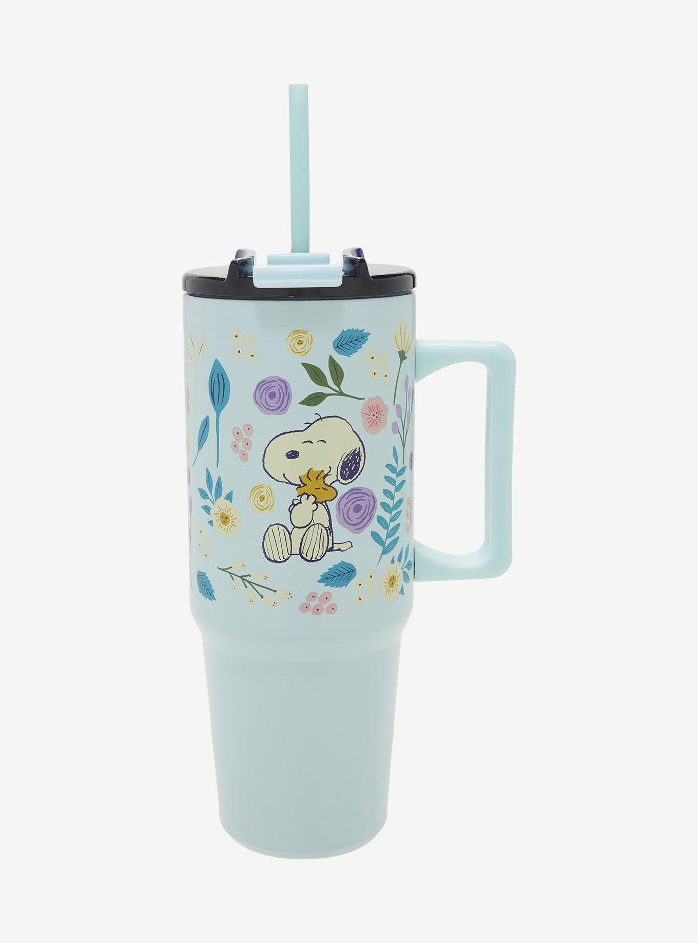 Peanuts Snoopy & Woodstock Floral Straw Tumbler with Handle, , hi-res