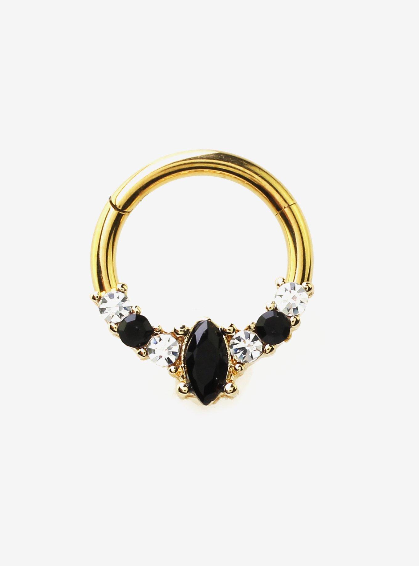 Steel Gold Black & Clear Gem Hinged Clicker, , hi-res