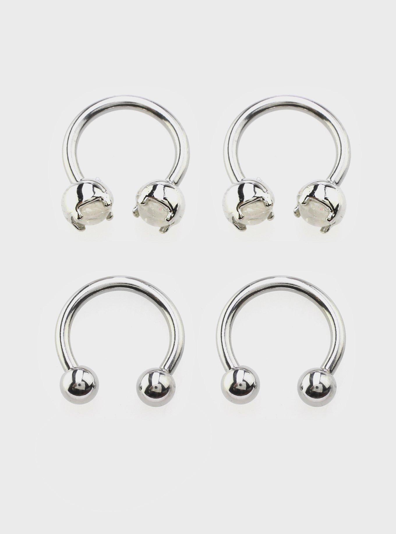 Steel Opal Prong Circular Barbell 4 Pack