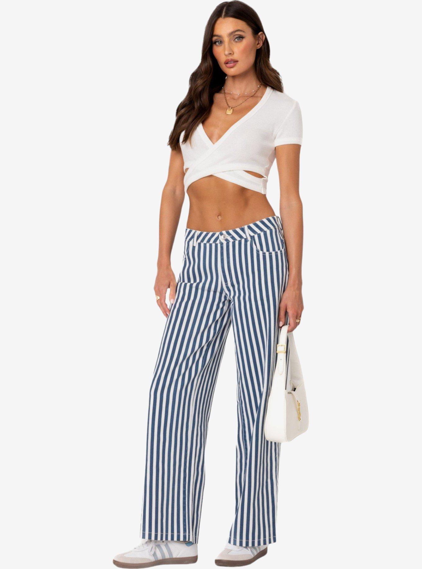Edikted Striped Low Rise Jeans, MULTI, hi-res