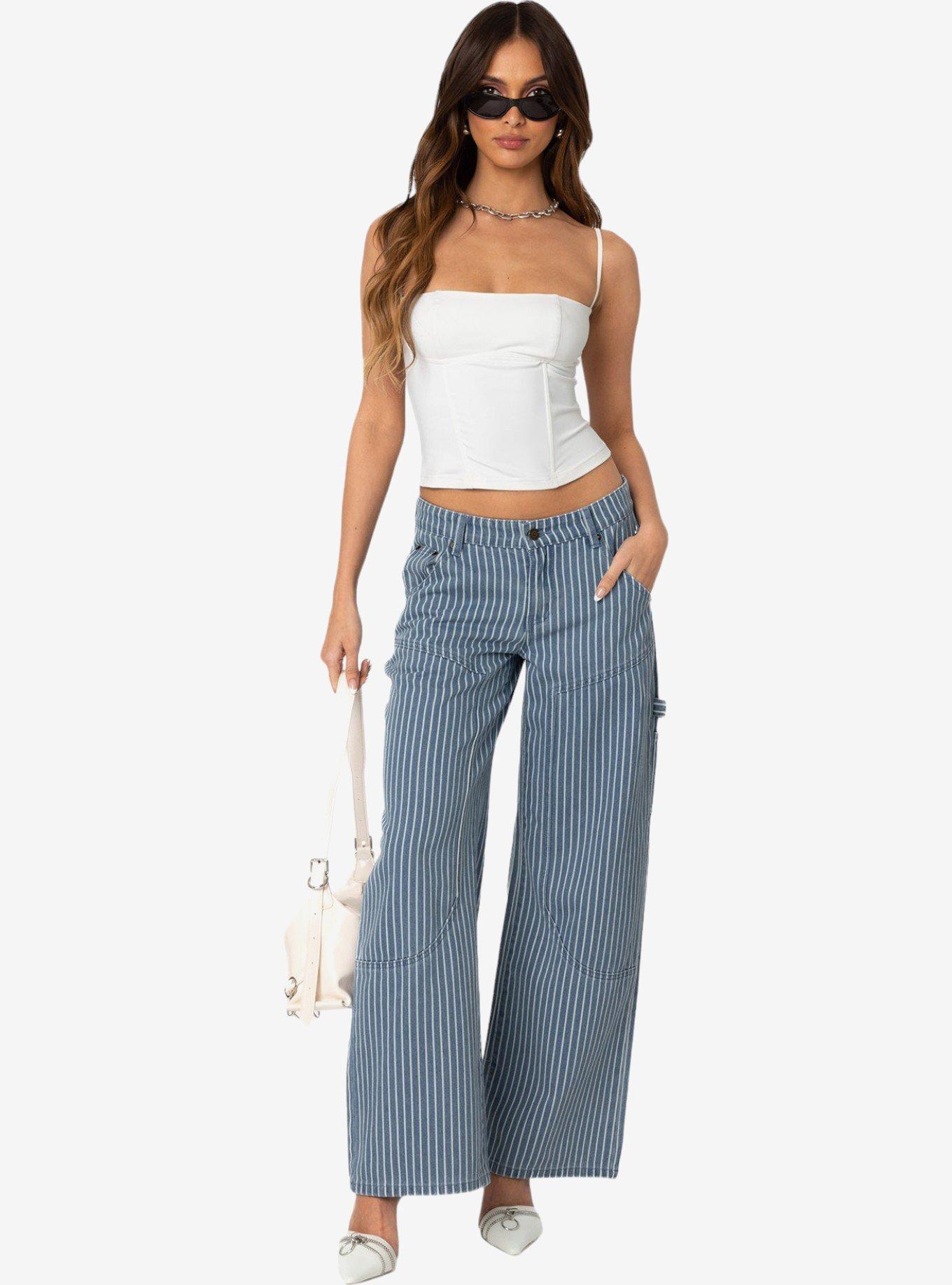Edikted Striped Carpenter Jeans, MULTI, hi-res