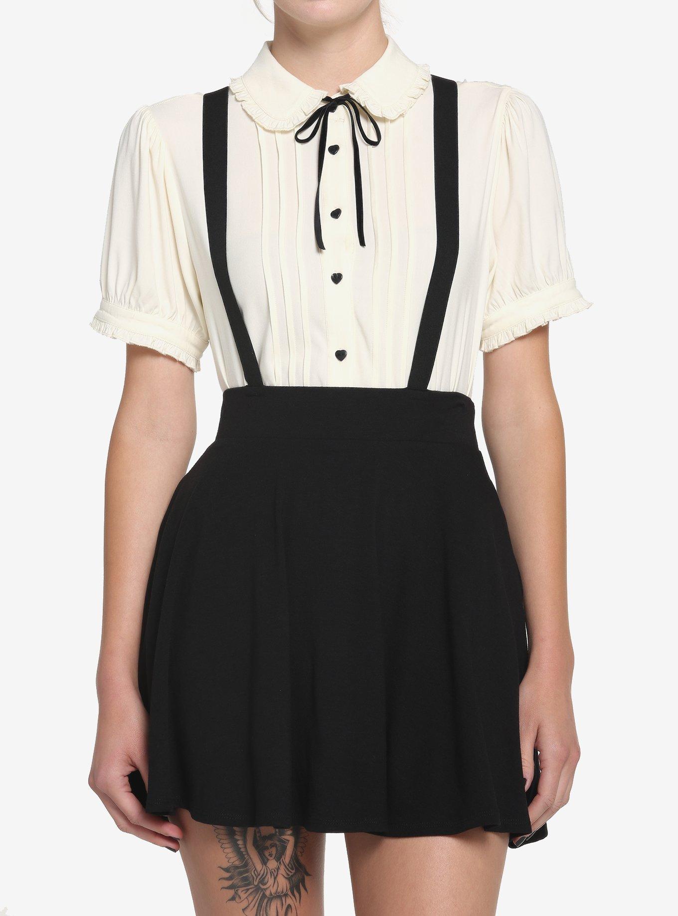 Black Suspender Circle Skirt, , hi-res